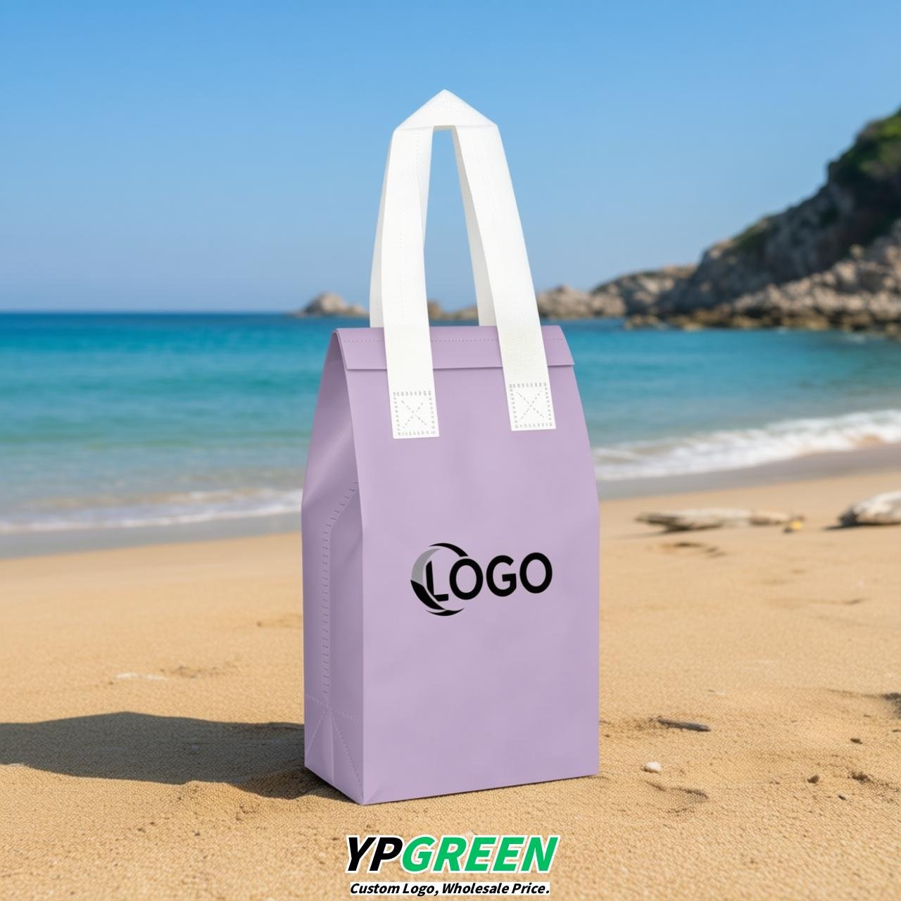 Lavender Individual insulated take away bags wholesale 11x4.7x3.9 inches Thermal Beverage Take Out Bags