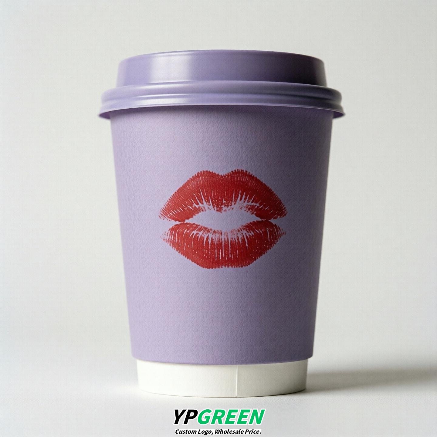 Lavender Paper Cups with Lips Print 10oz/12oz/16oz/20oz/22oz