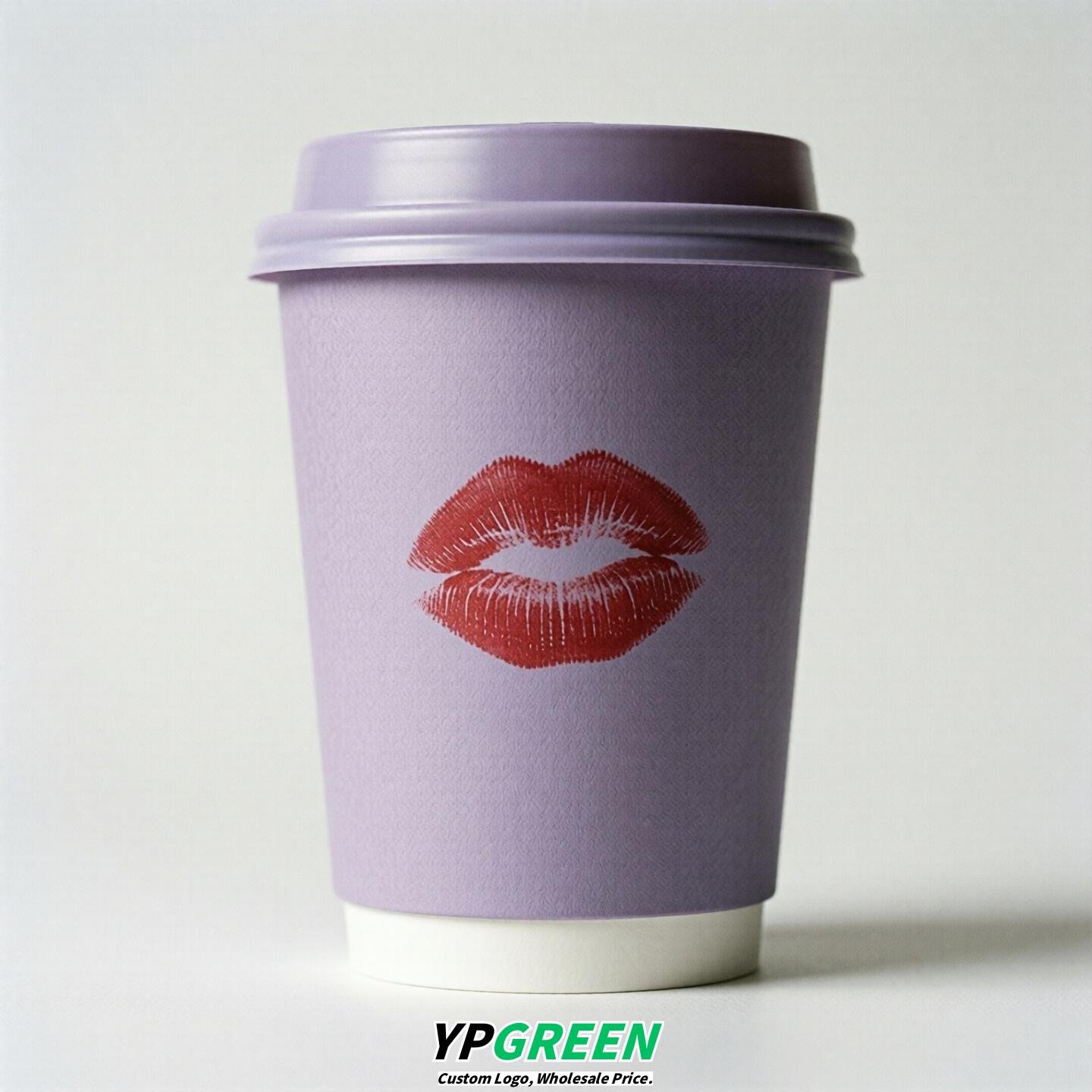 Lavender Paper Cups with Lips Print 10oz/12oz/16oz/20oz/22oz