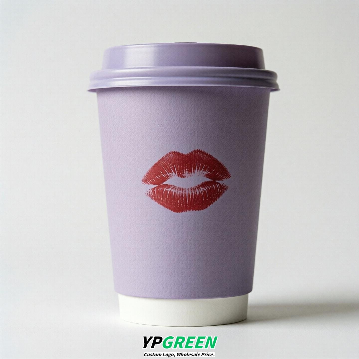 Lavender Paper Cups with Lips Print 10oz/12oz/16oz/20oz/22oz