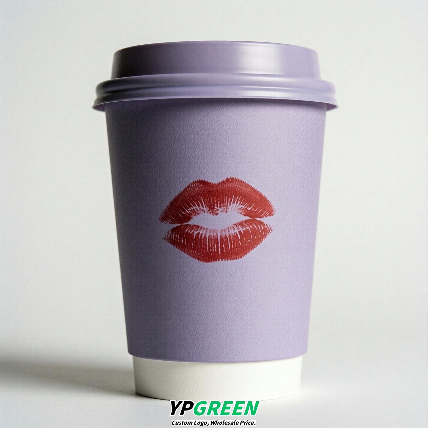 Lavender Paper Cups with Lips Print 10oz/12oz/16oz/20oz/22oz