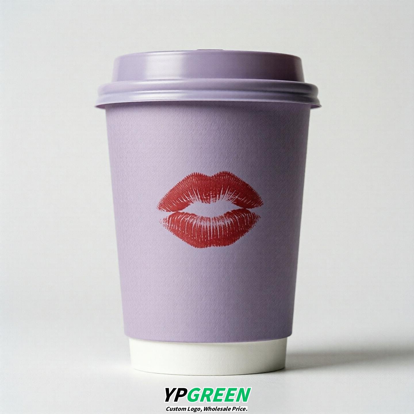 Lavender Paper Cups with Lips Print 10oz/12oz/16oz/20oz/22oz