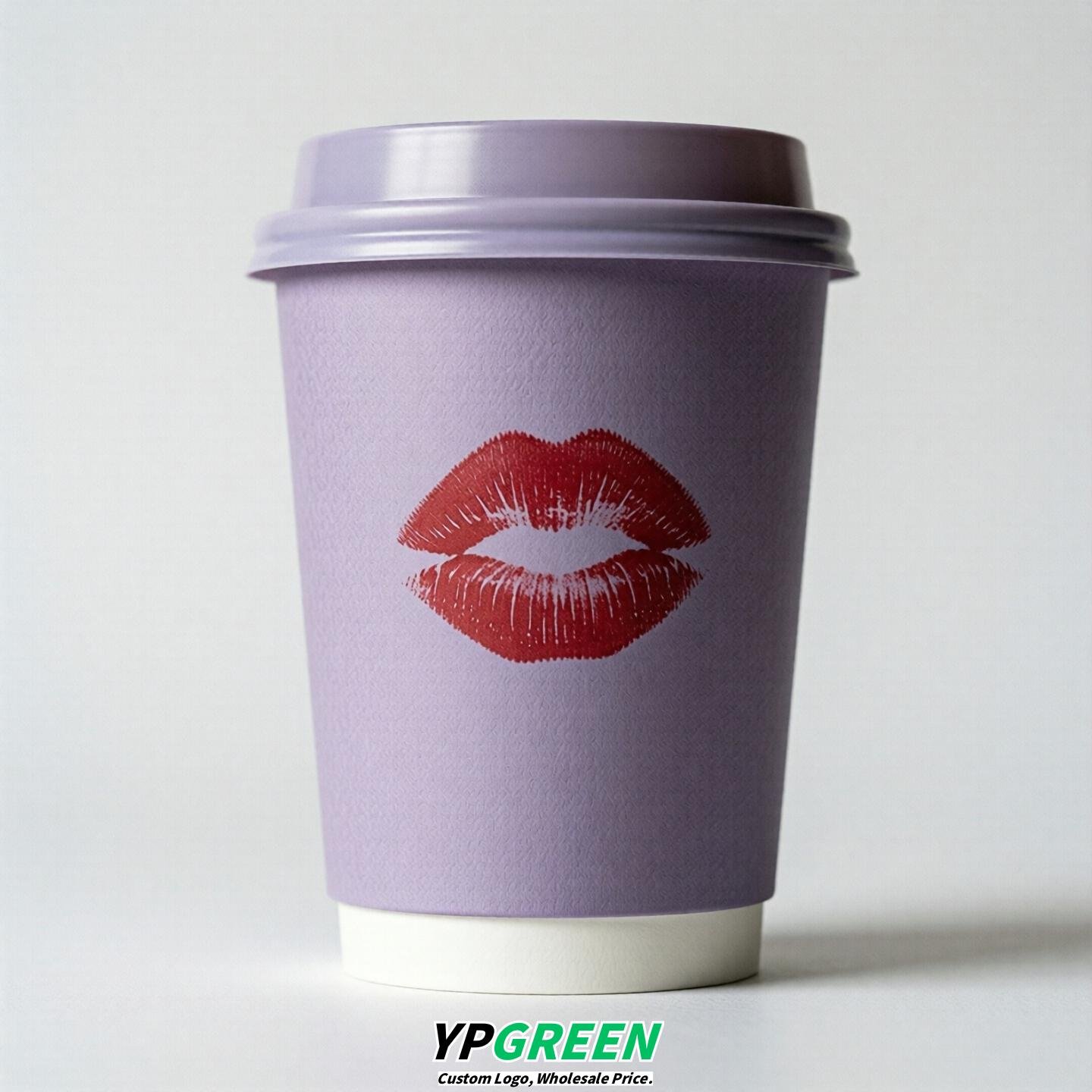 Lavender Paper Cups with Lips Print 10oz/12oz/16oz/20oz/22oz