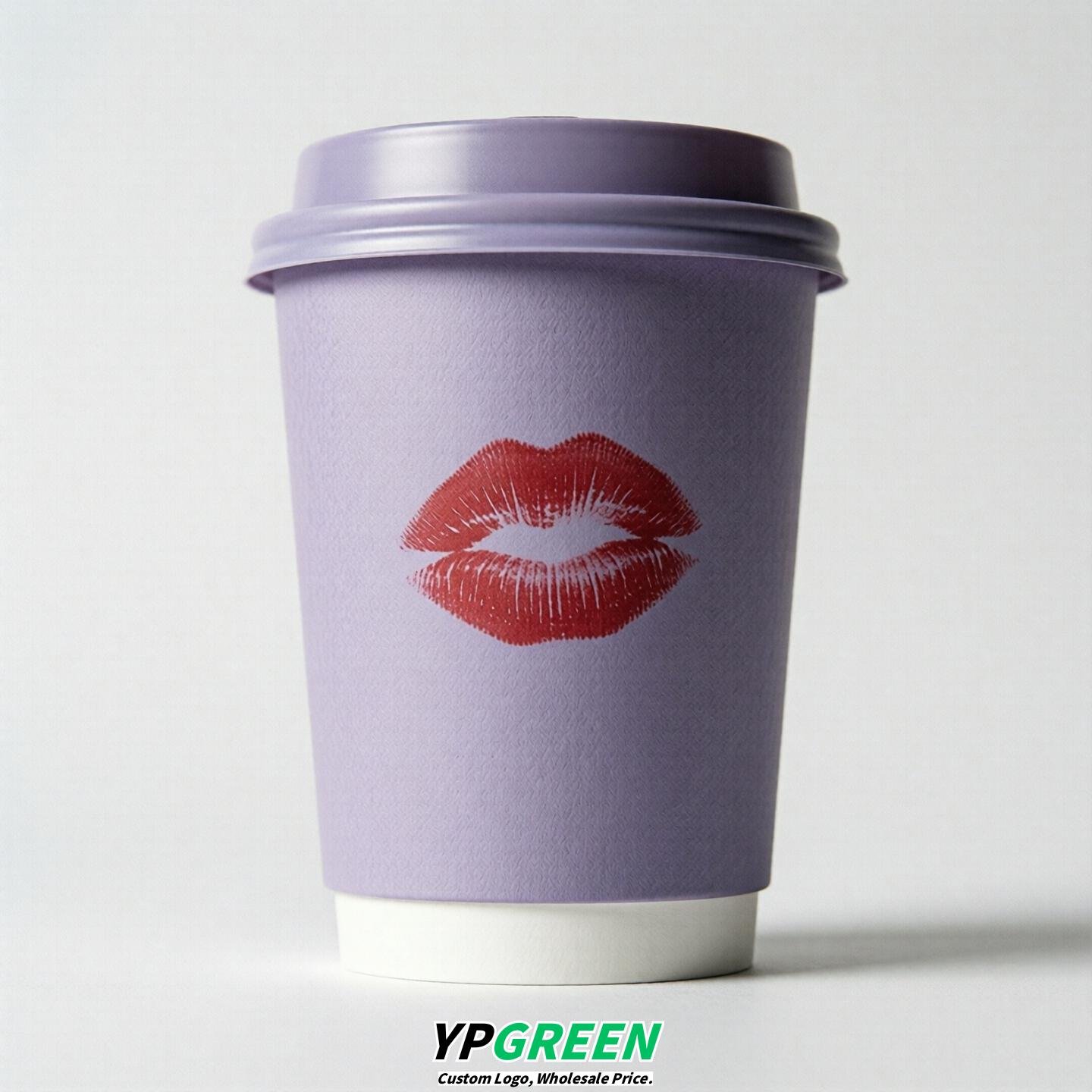 Lavender Paper Cups with Lips Print 10oz/12oz/16oz/20oz/22oz