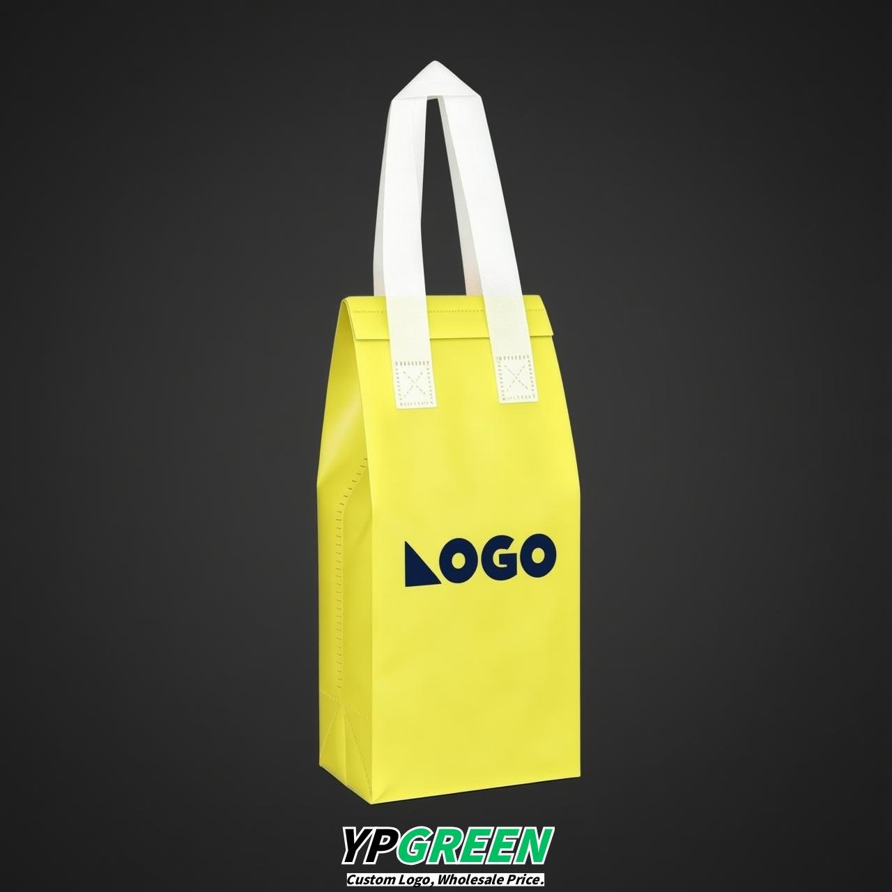 Lemon Yellow Individual insulated take away bags wholesale 11x4.7x3.9 inches Thermal Beverage Take Out Bags