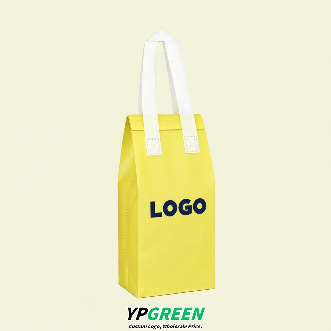 Lemon Yellow Individual insulated take away bags wholesale 11x4.7x3.9 inches Thermal Beverage Take Out Bags