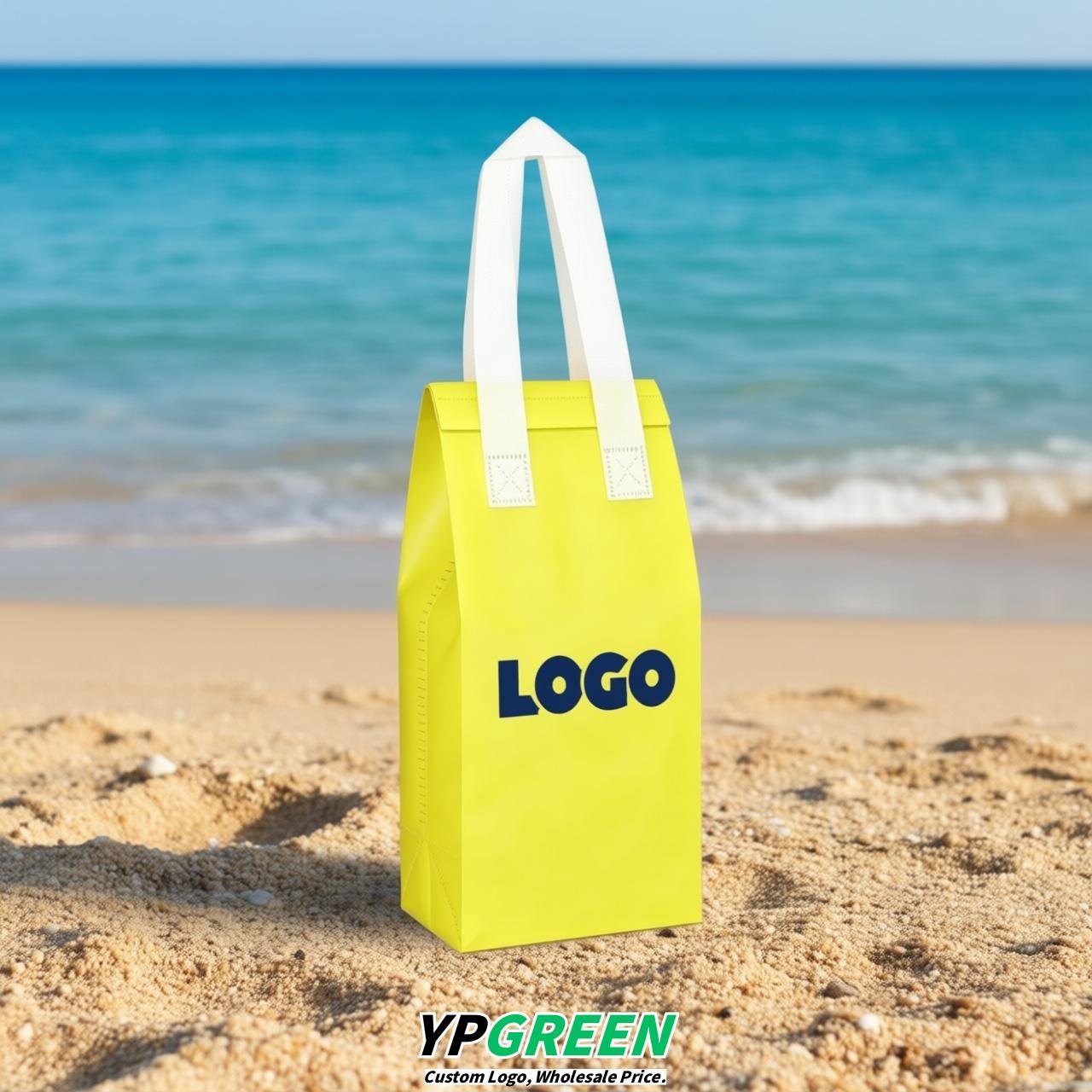 Lemon Yellow Individual insulated take away bags wholesale 11x4.7x3.9 inches Thermal Beverage Take Out Bags