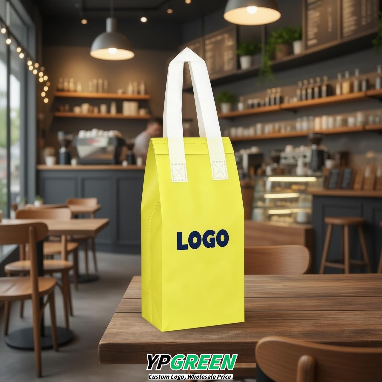 Lemon Yellow Individual insulated take away bags wholesale 11x4.7x3.9 inches Thermal Beverage Take Out Bags