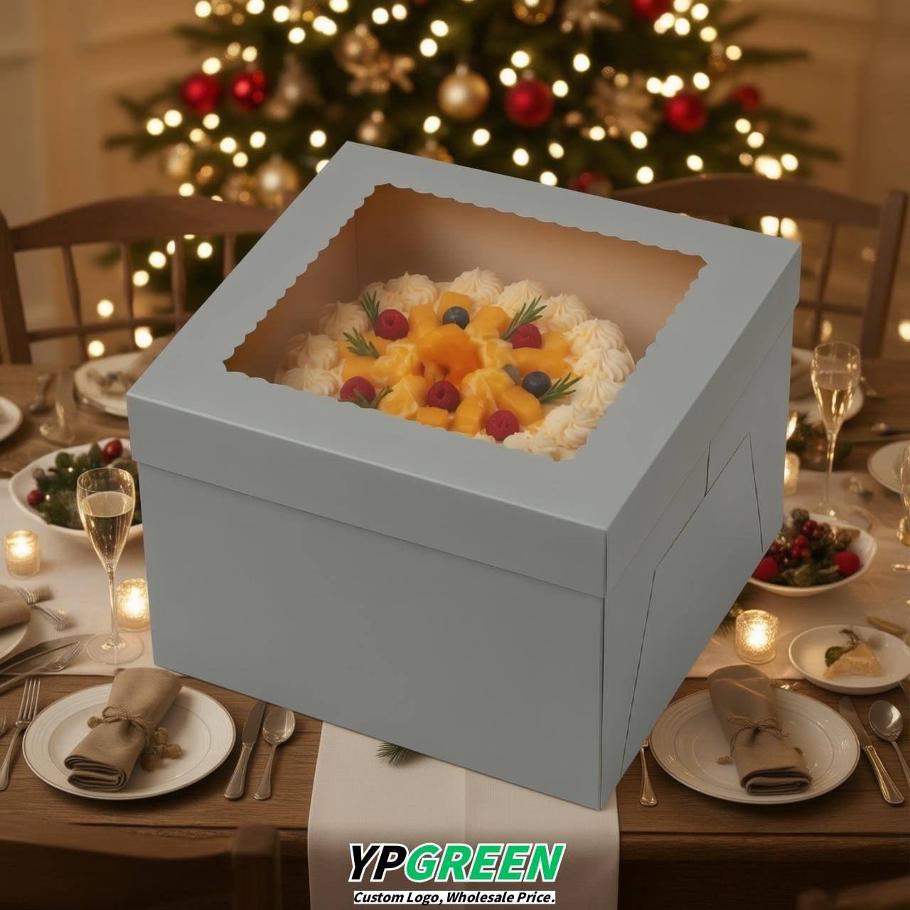 Light Slate Gray 10 & 12 inches Tall Cake Box with Window - Square Cardboard Cake Box Light Slate Gray 10 & 12 inches Tall Cake Box with Window - Square Cardboard Cake Box