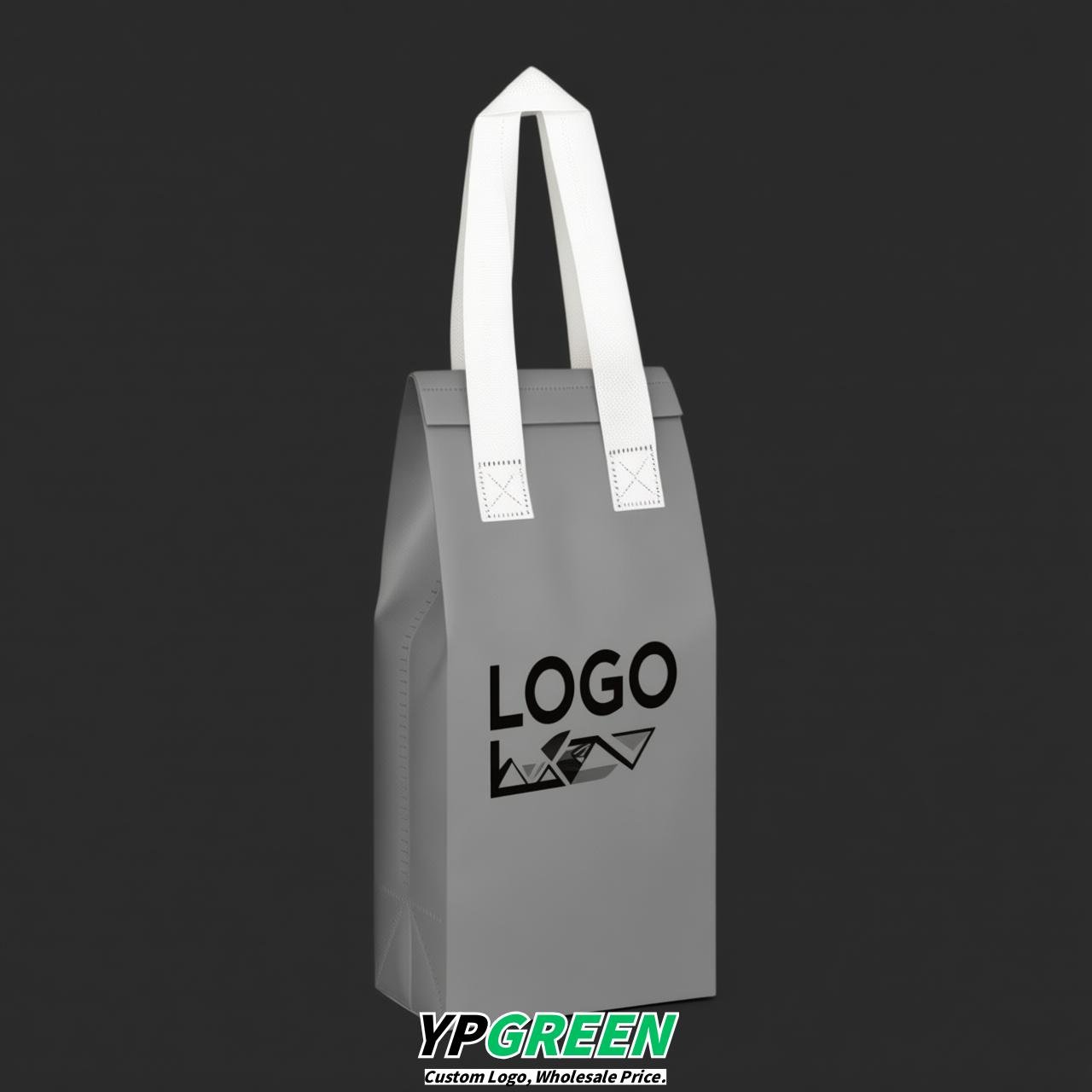Light Slate Gray Individual insulated take away bags wholesale 11x4.7x3.9 inches Thermal Beverage Take Out Bags