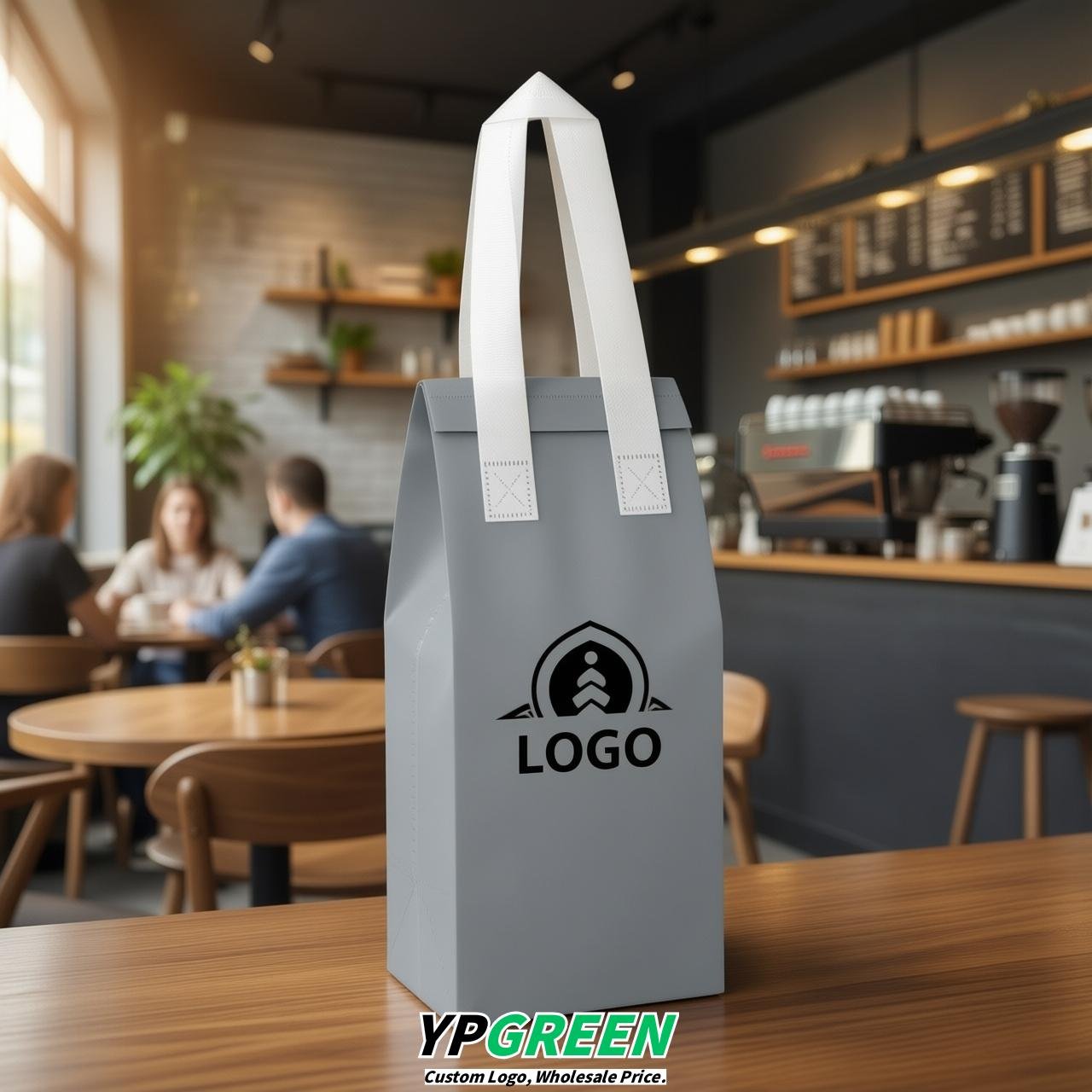Light Slate Gray Individual insulated take away bags wholesale 11x4.7x3.9 inches Thermal Beverage Take Out Bags