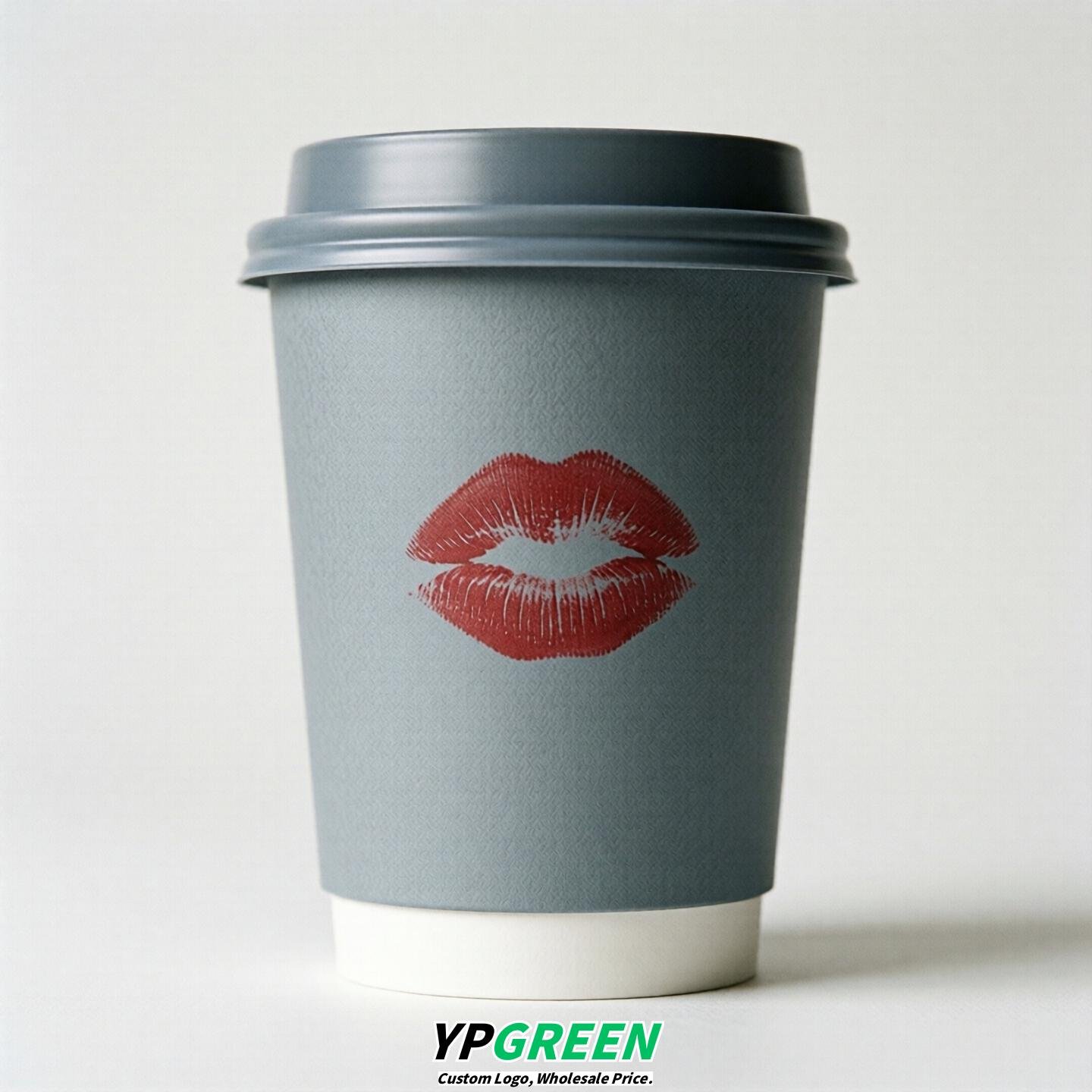 Light Slate Gray Paper Cups with Lips Print 10oz/12oz/16oz/20oz/22oz