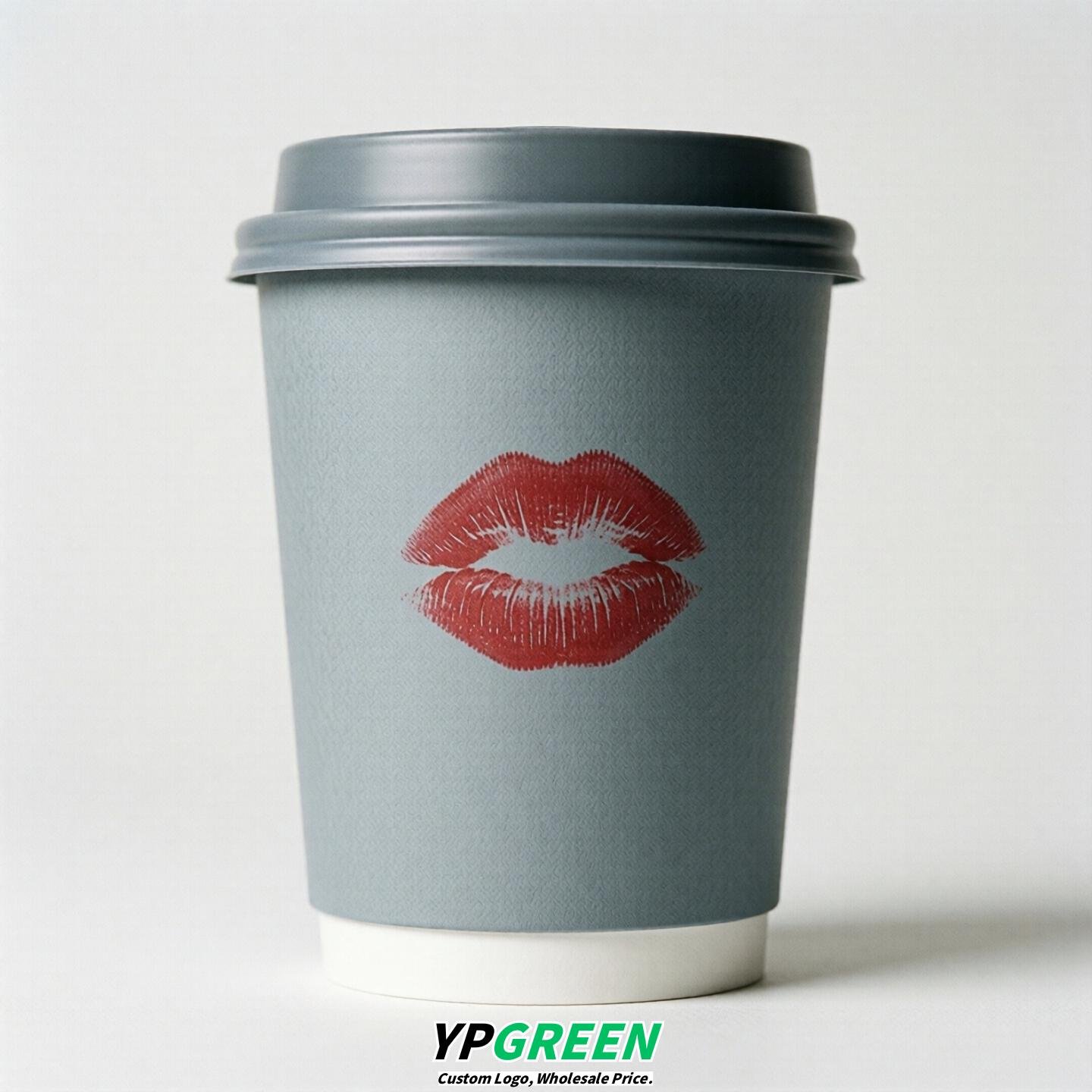 Light Slate Gray Paper Cups with Lips Print 10oz/12oz/16oz/20oz/22oz