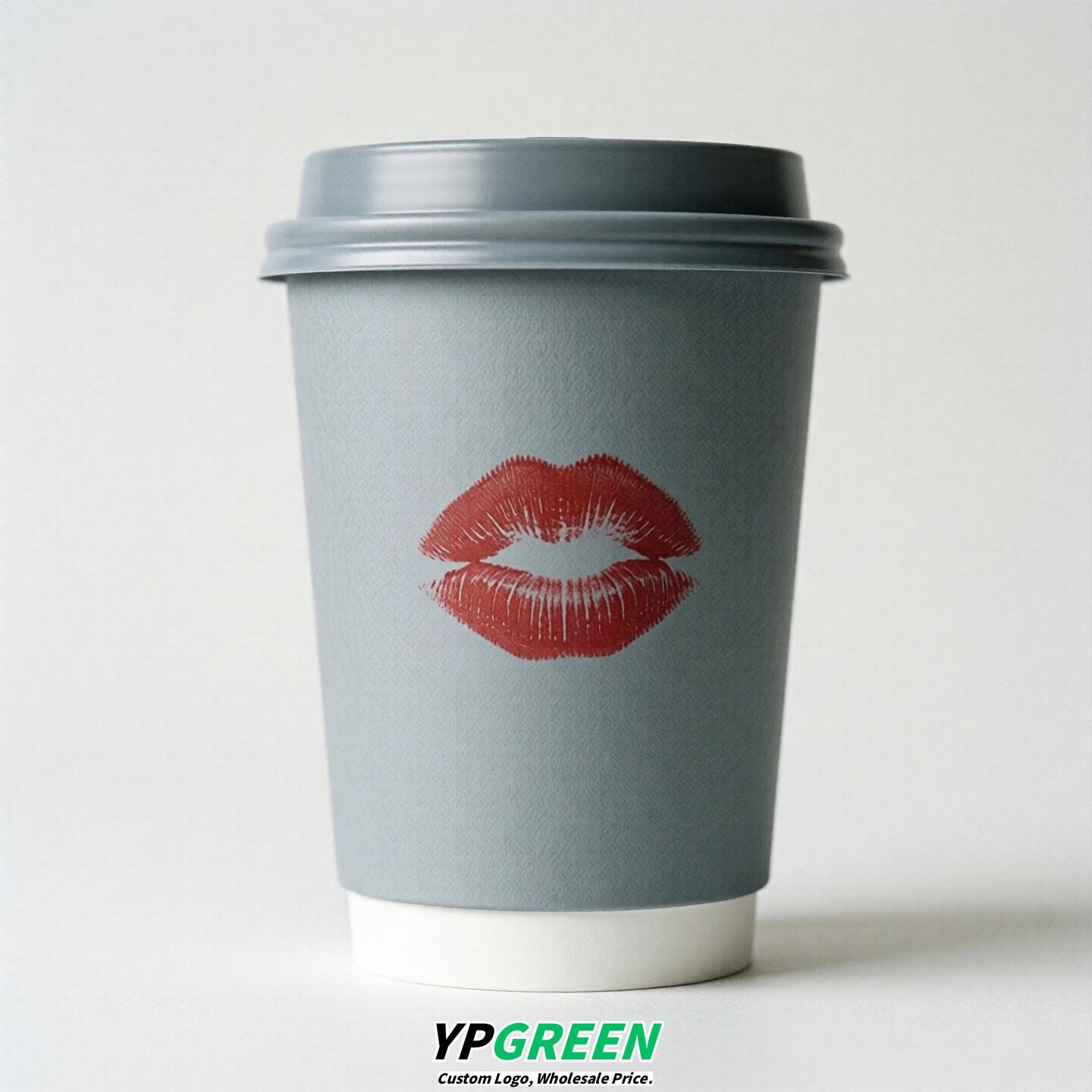 Light Slate Gray Paper Cups with Lips Print 10oz/12oz/16oz/20oz/22oz