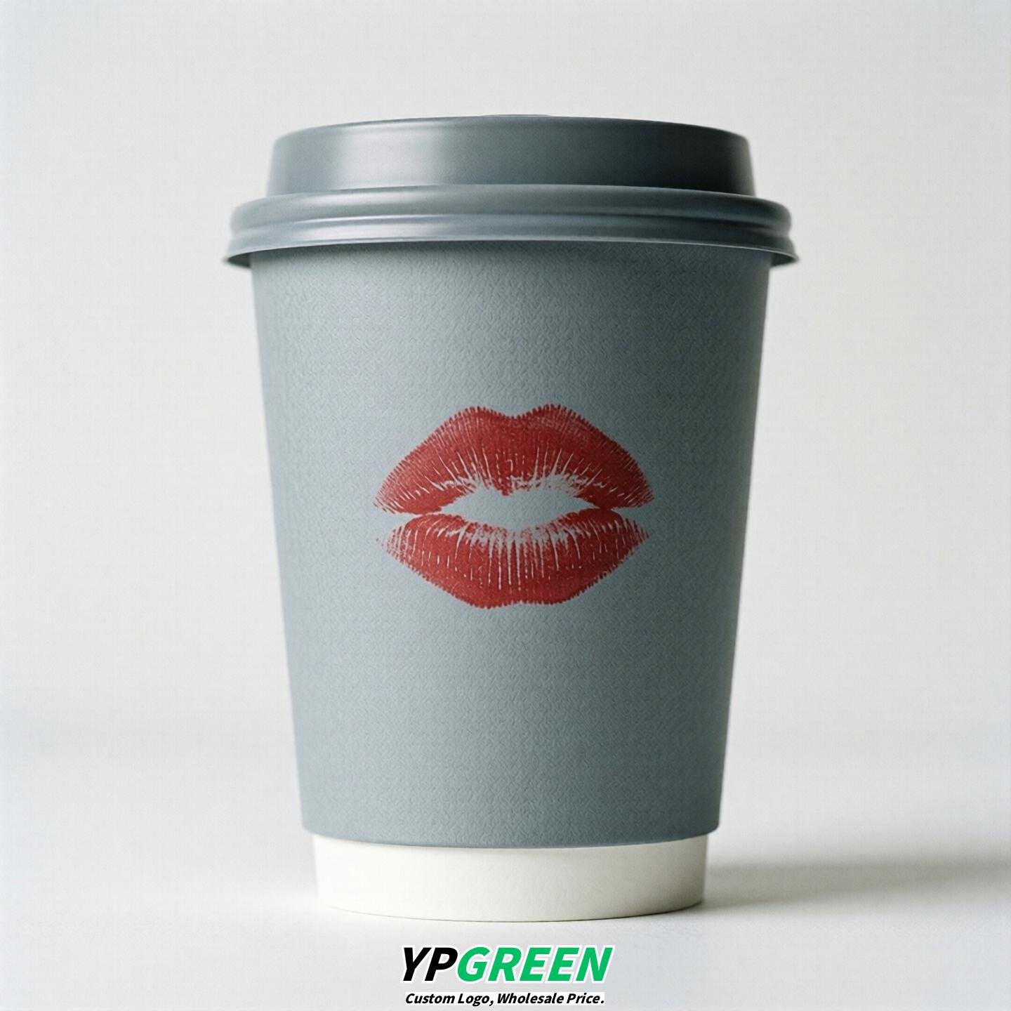 Light Slate Gray Paper Cups with Lips Print 10oz/12oz/16oz/20oz/22oz