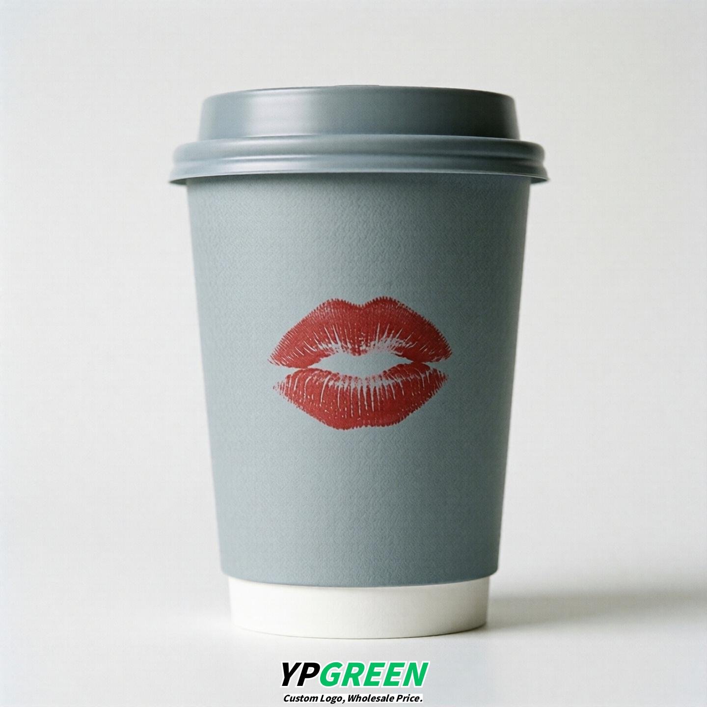 Light Slate Gray Paper Cups with Lips Print 10oz/12oz/16oz/20oz/22oz