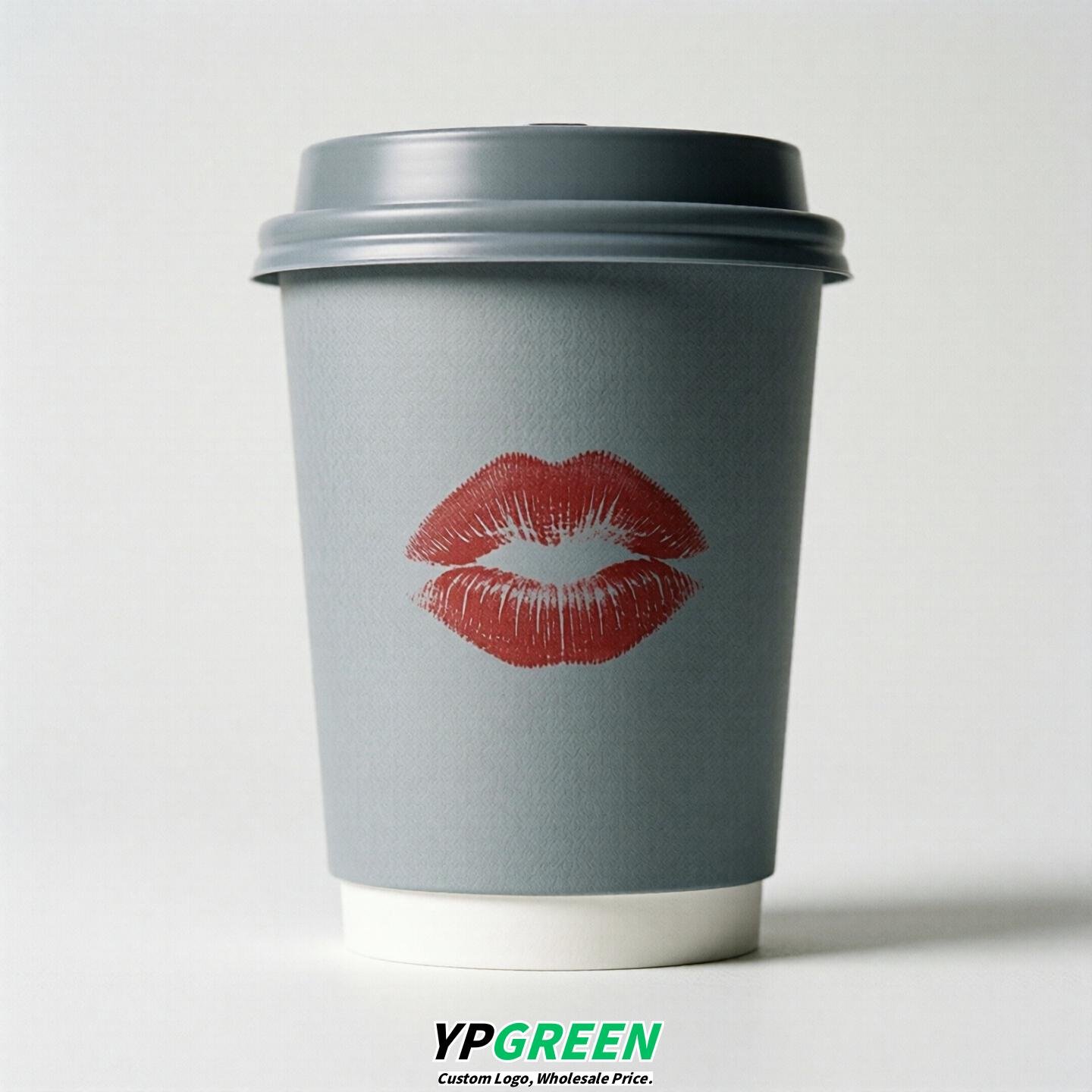Light Slate Gray Paper Cups with Lips Print 10oz/12oz/16oz/20oz/22oz