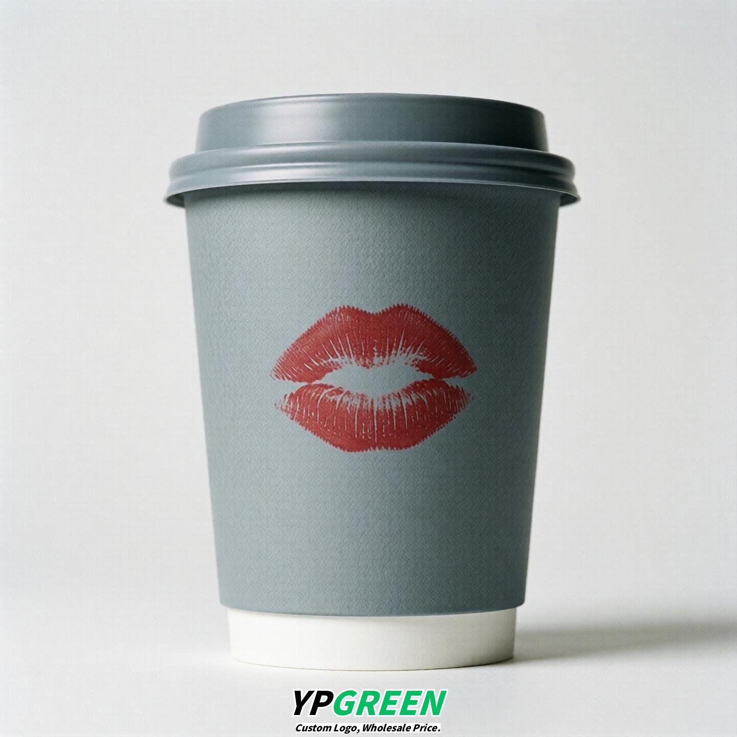 Light Slate Gray Paper Cups with Lips Print 10oz/12oz/16oz/20oz/22oz