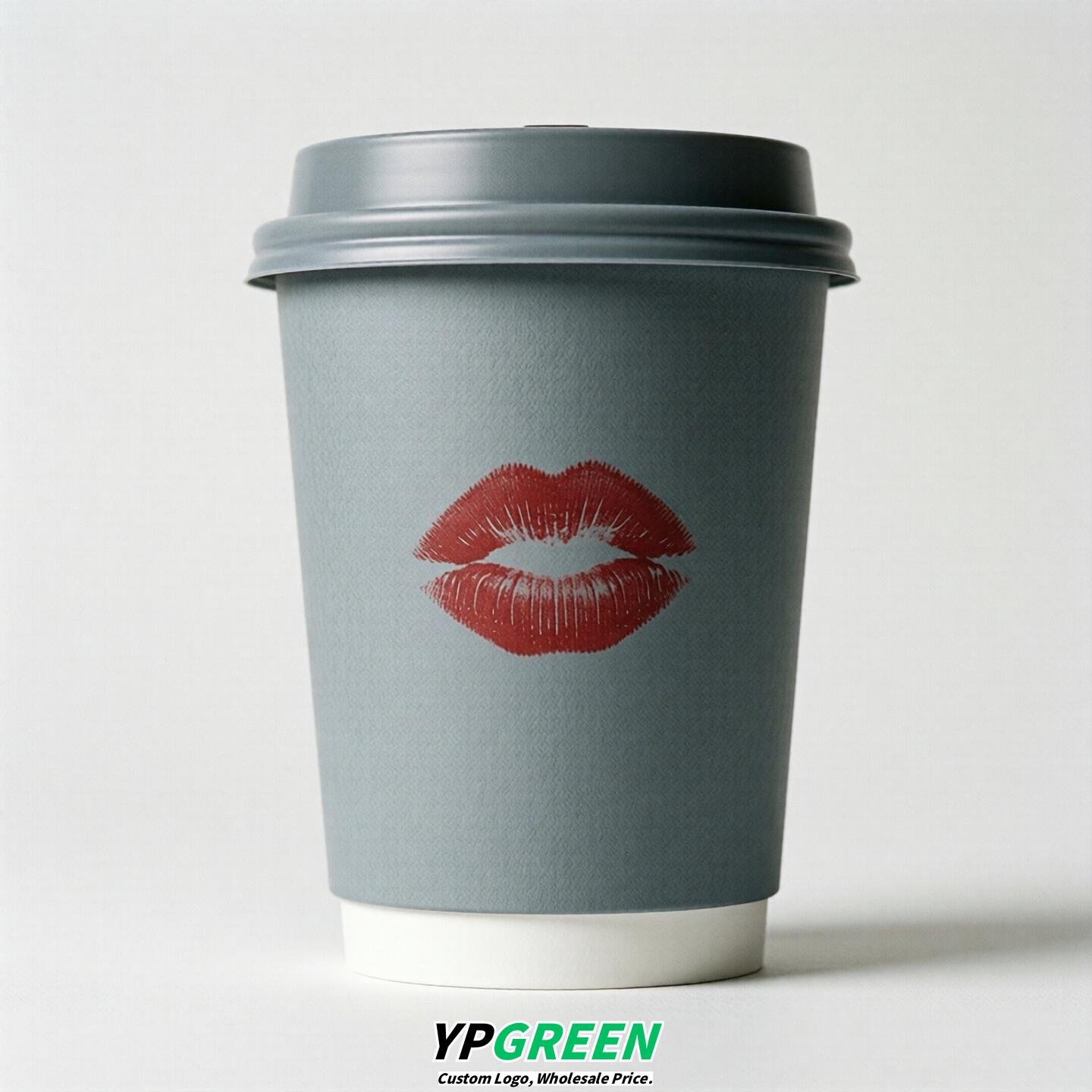 Light Slate Gray Paper Cups with Lips Print 10oz/12oz/16oz/20oz/22oz