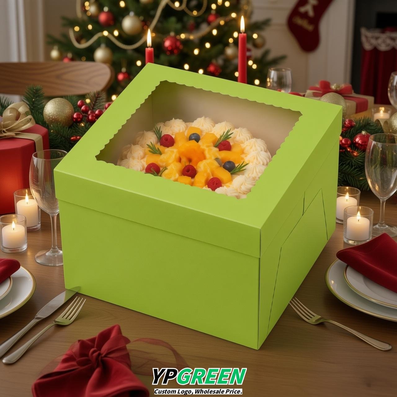 Lime Green 10 & 12 inches Tall Cake Box with Window - Square Cardboard Cake Box Lime Green 10 & 12 inches Tall Cake Box with Window - Square Cardboard Cake Box