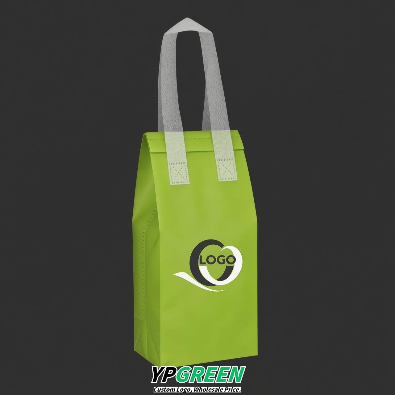 Lime Green Individual insulated take away bags wholesale 11x4.7x3.9 inches Thermal Beverage Take Out Bags