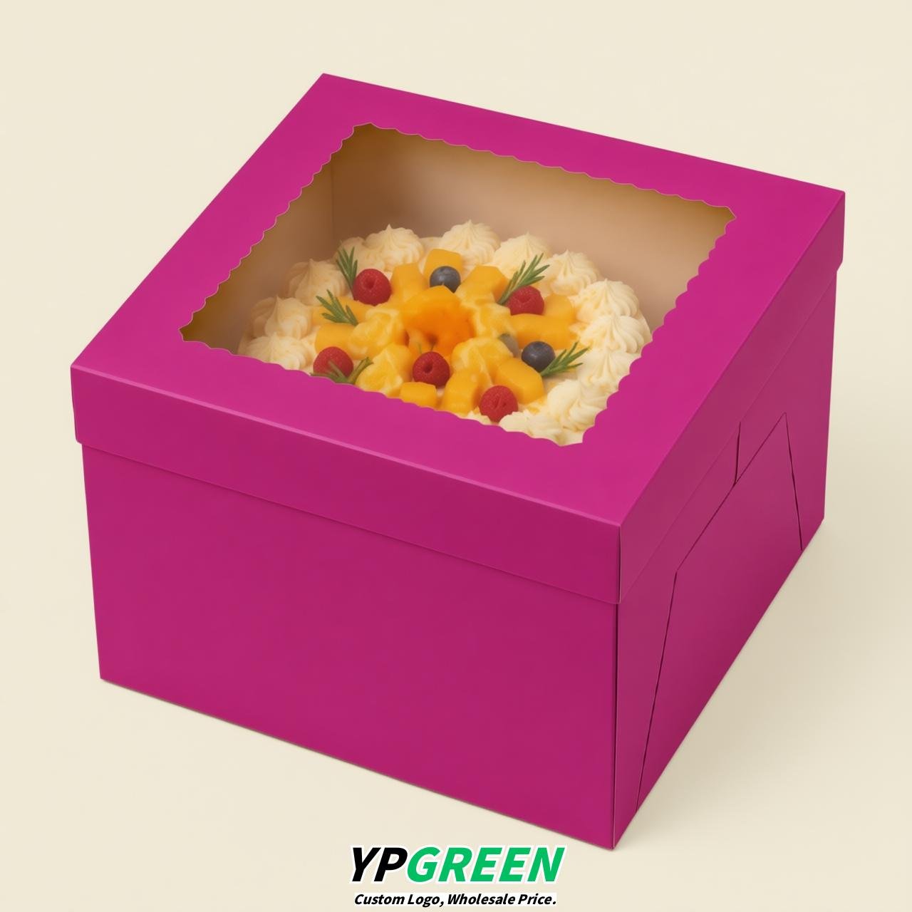 Magenta 10 & 12 inches Cake Box with Window - Square Cardboard Cake Box