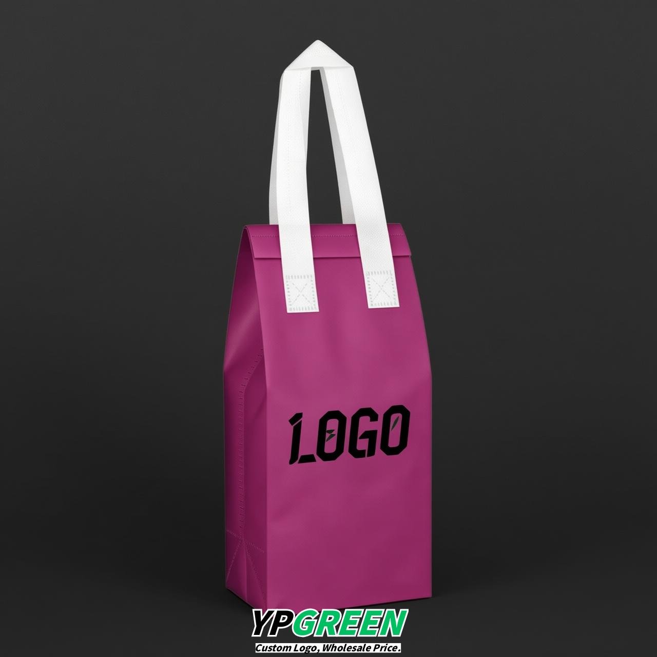 Magenta Individual insulated take away bags wholesale 11x4.7x3.9 inches Thermal Beverage Take Out Bags