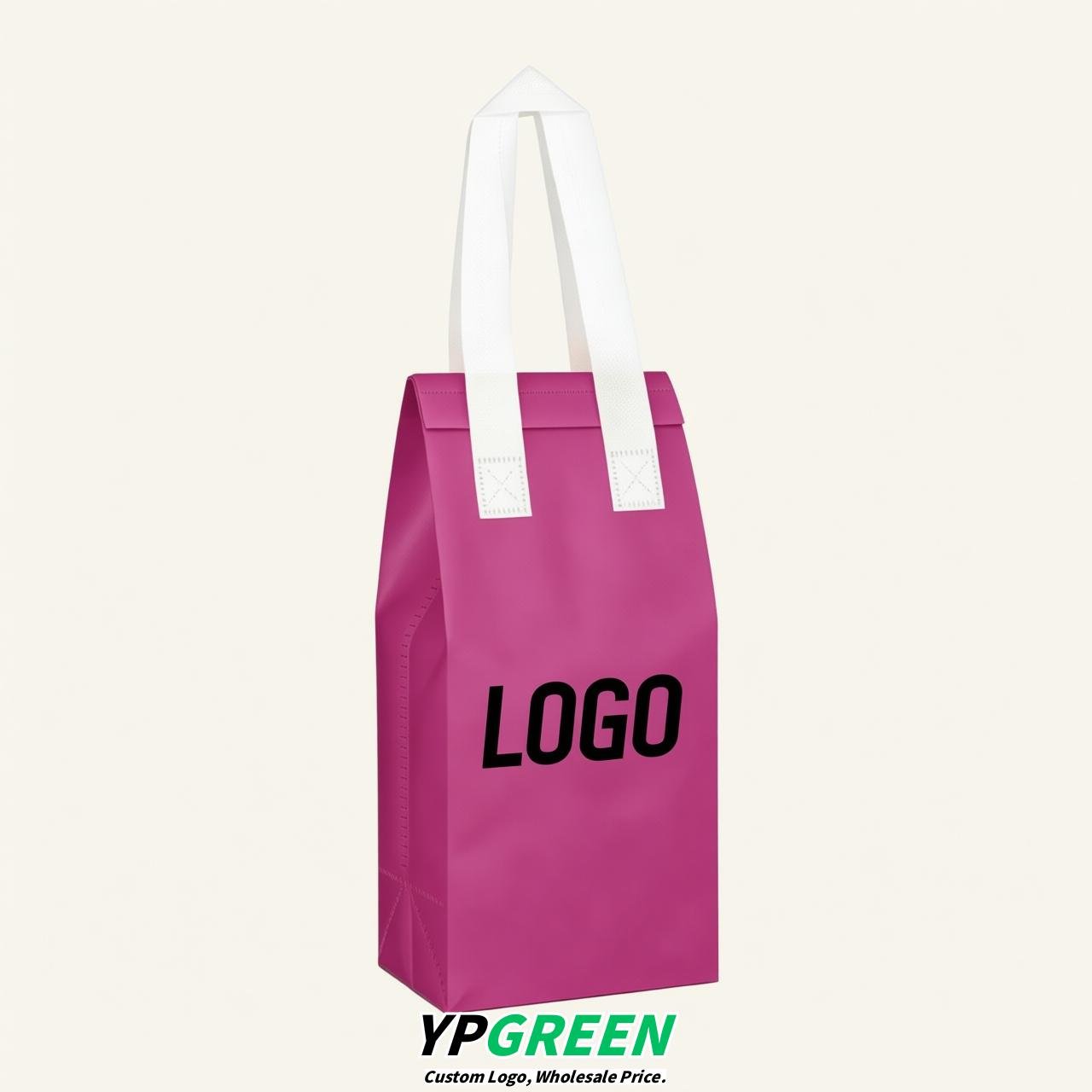 Magenta Individual insulated take away bags wholesale 11x4.7x3.9 inches Thermal Beverage Take Out Bags