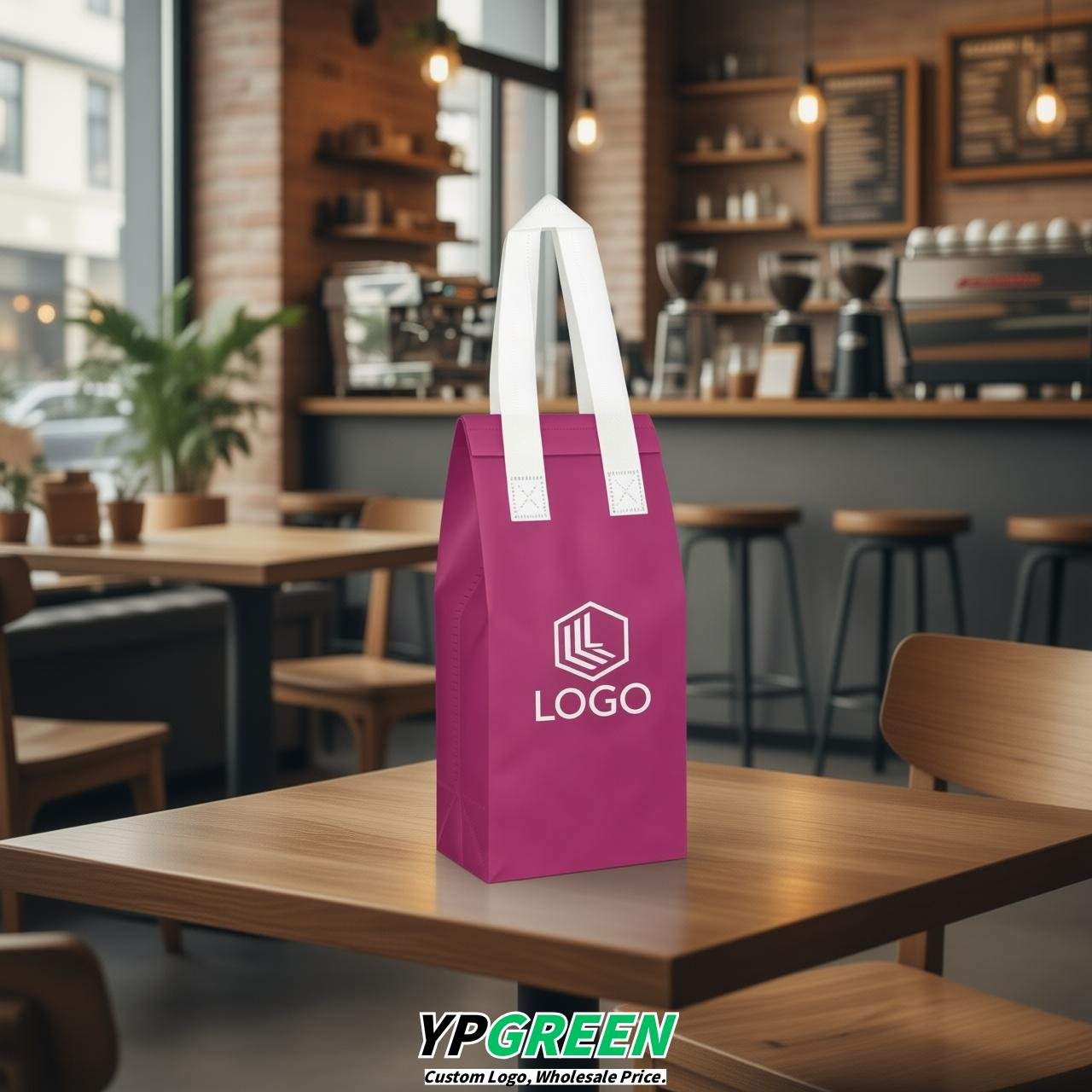 Magenta Individual insulated take away bags wholesale 11x4.7x3.9 inches Thermal Beverage Take Out Bags