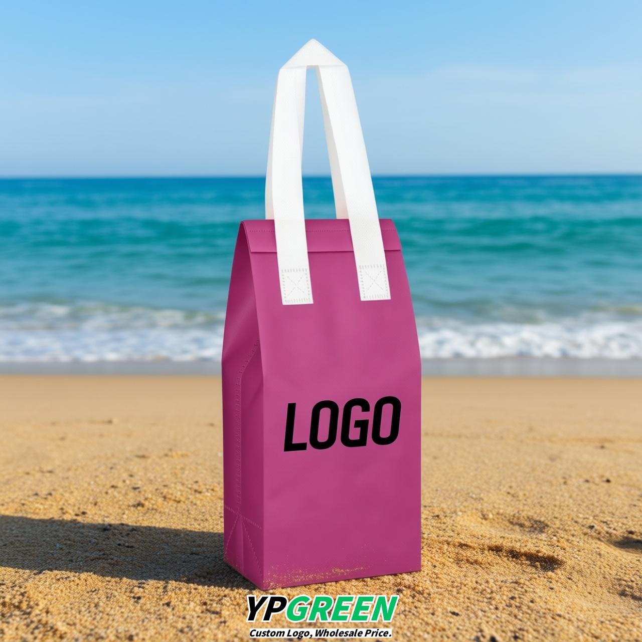 Magenta Individual insulated take away bags wholesale 11x4.7x3.9 inches Thermal Beverage Take Out Bags