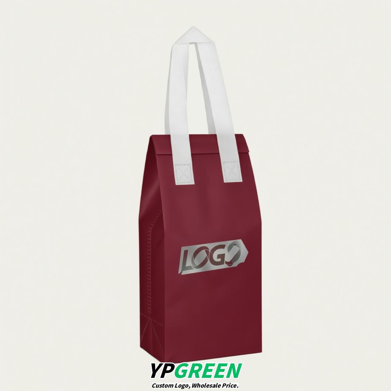 Maroon Individual insulated take away bags wholesale 11x4.7x3.9 inches Thermal Beverage Take Out Bags