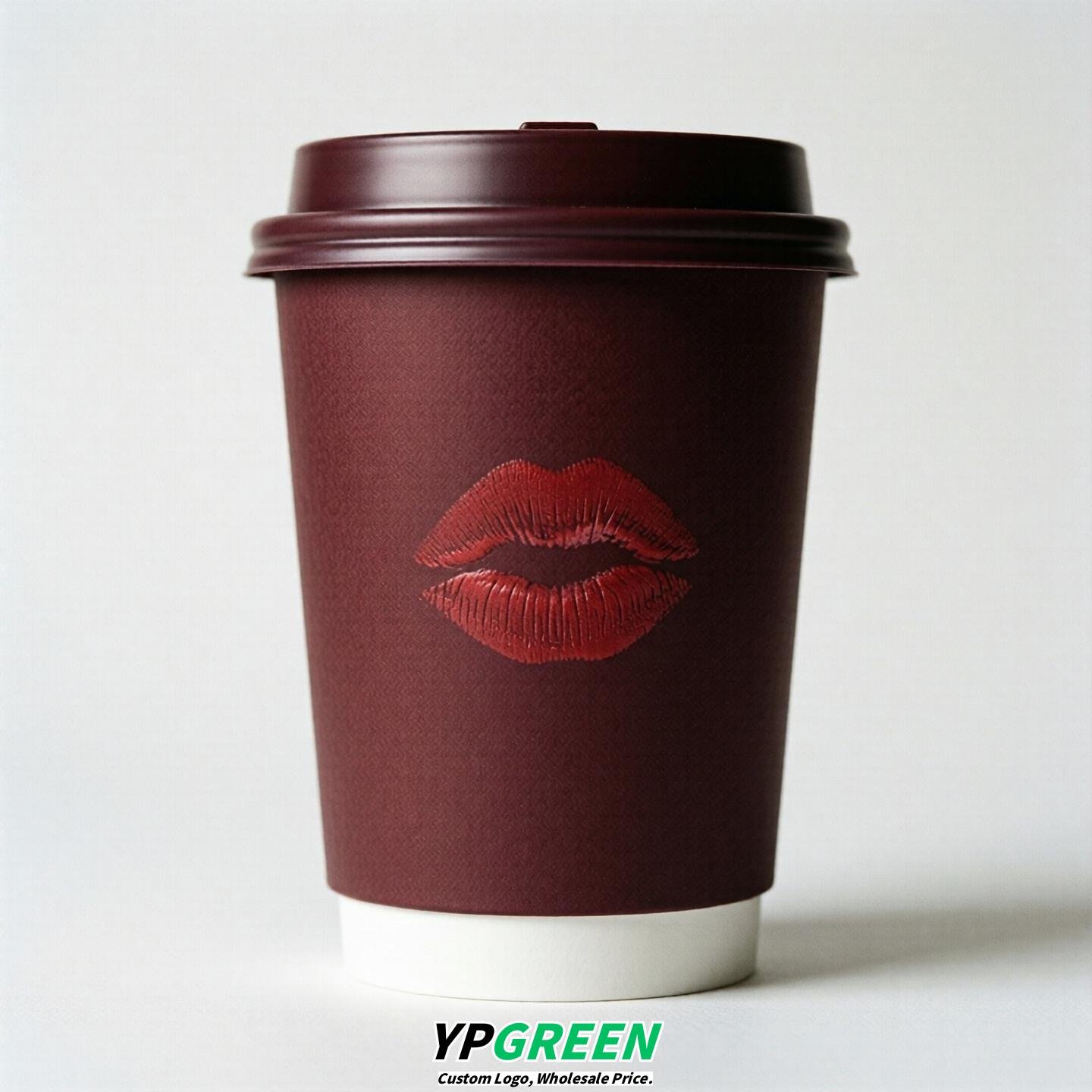 Maroon Paper Cups with Lips Print 10oz/12oz/16oz/20oz/22oz