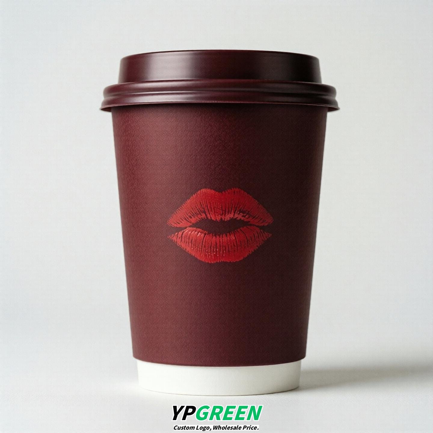 Maroon Paper Cups with Lips Print 10oz/12oz/16oz/20oz/22oz