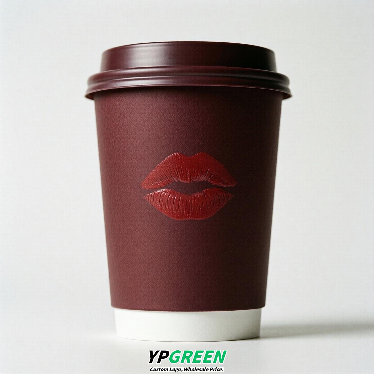 Maroon Paper Cups with Lips Print 10oz/12oz/16oz/20oz/22oz