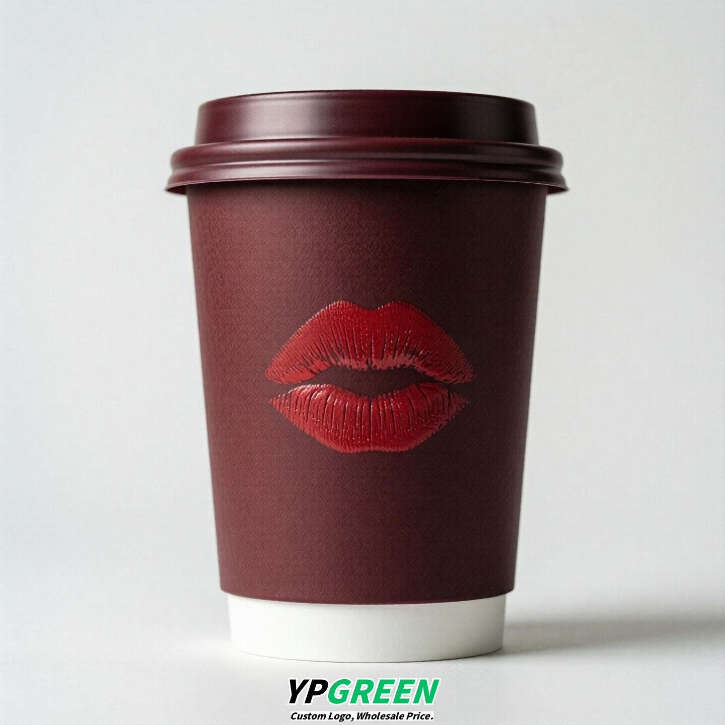 Maroon Paper Cups with Lips Print 10oz/12oz/16oz/20oz/22oz