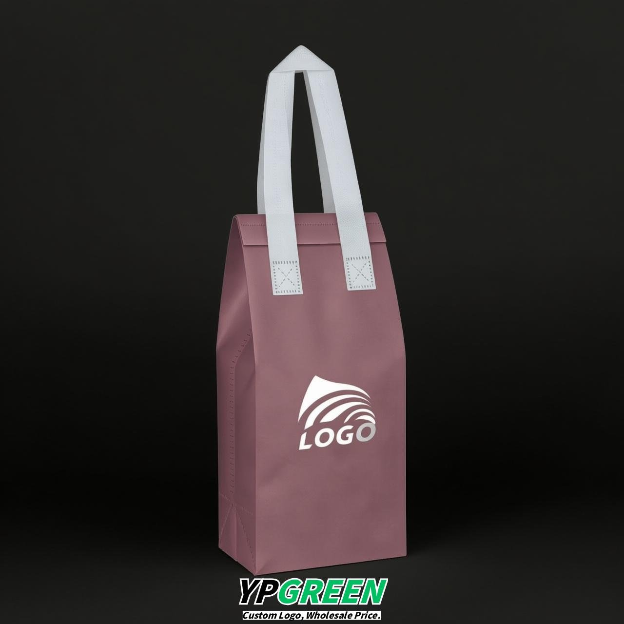 Mauve Individual insulated take away bags wholesale 11x4.7x3.9 inches Thermal Beverage Take Out Bags