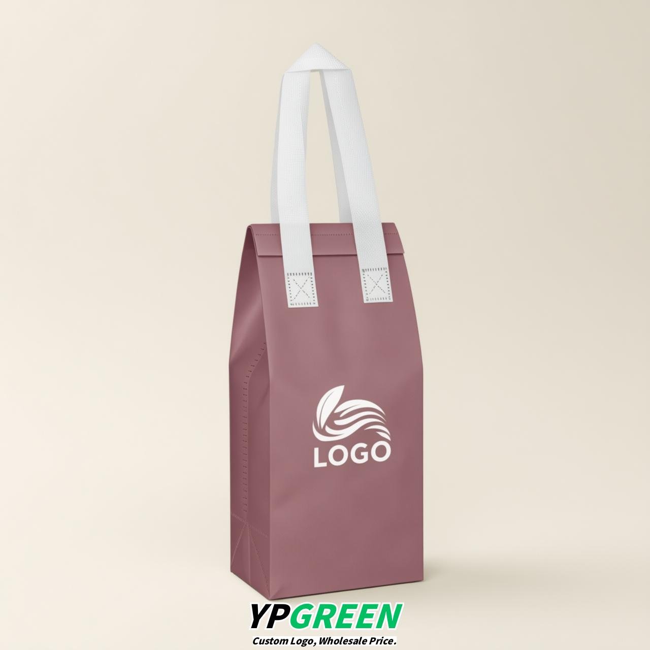 Mauve Individual insulated take away bags wholesale 11x4.7x3.9 inches Thermal Beverage Take Out Bags