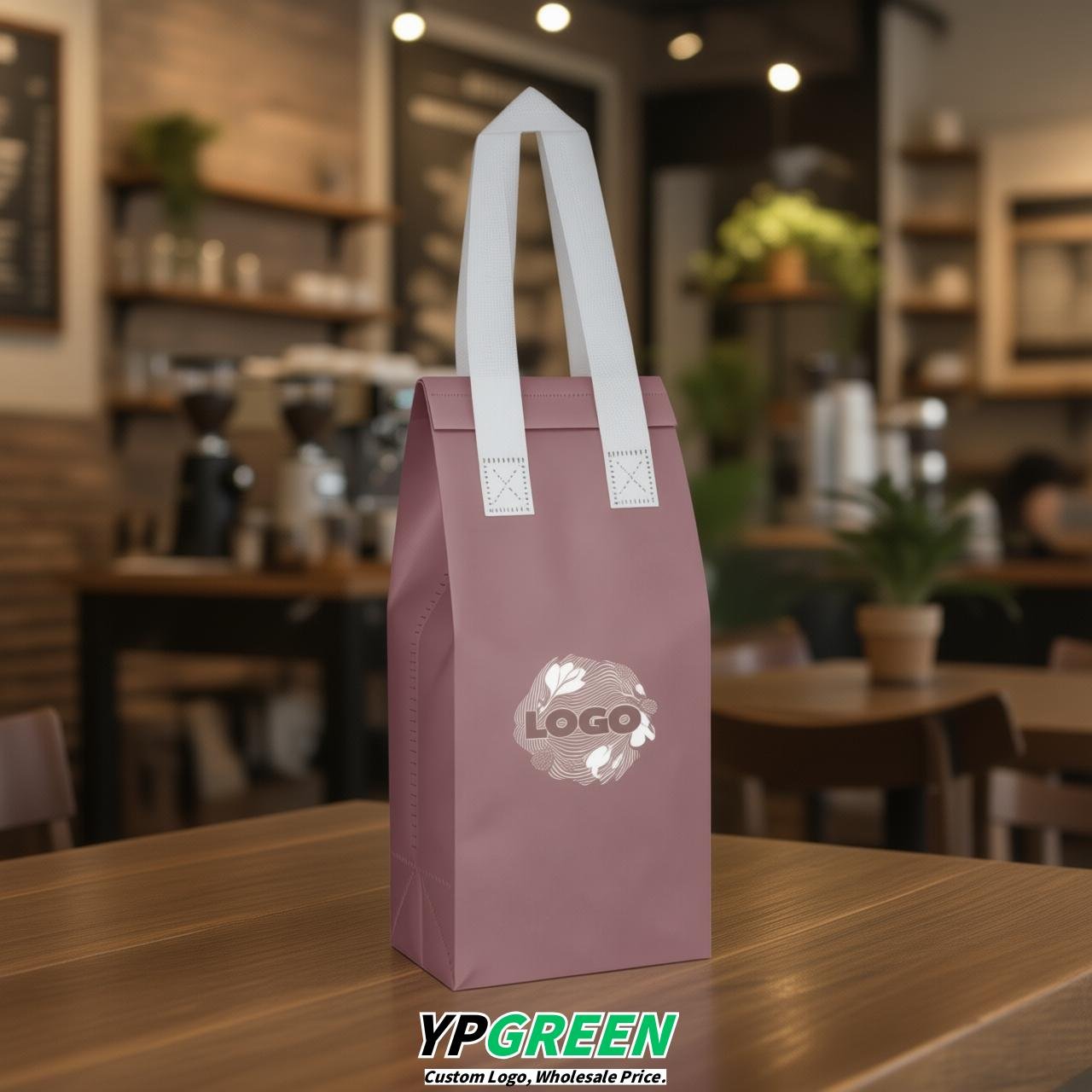 Mauve Individual insulated take away bags wholesale 11x4.7x3.9 inches Thermal Beverage Take Out Bags