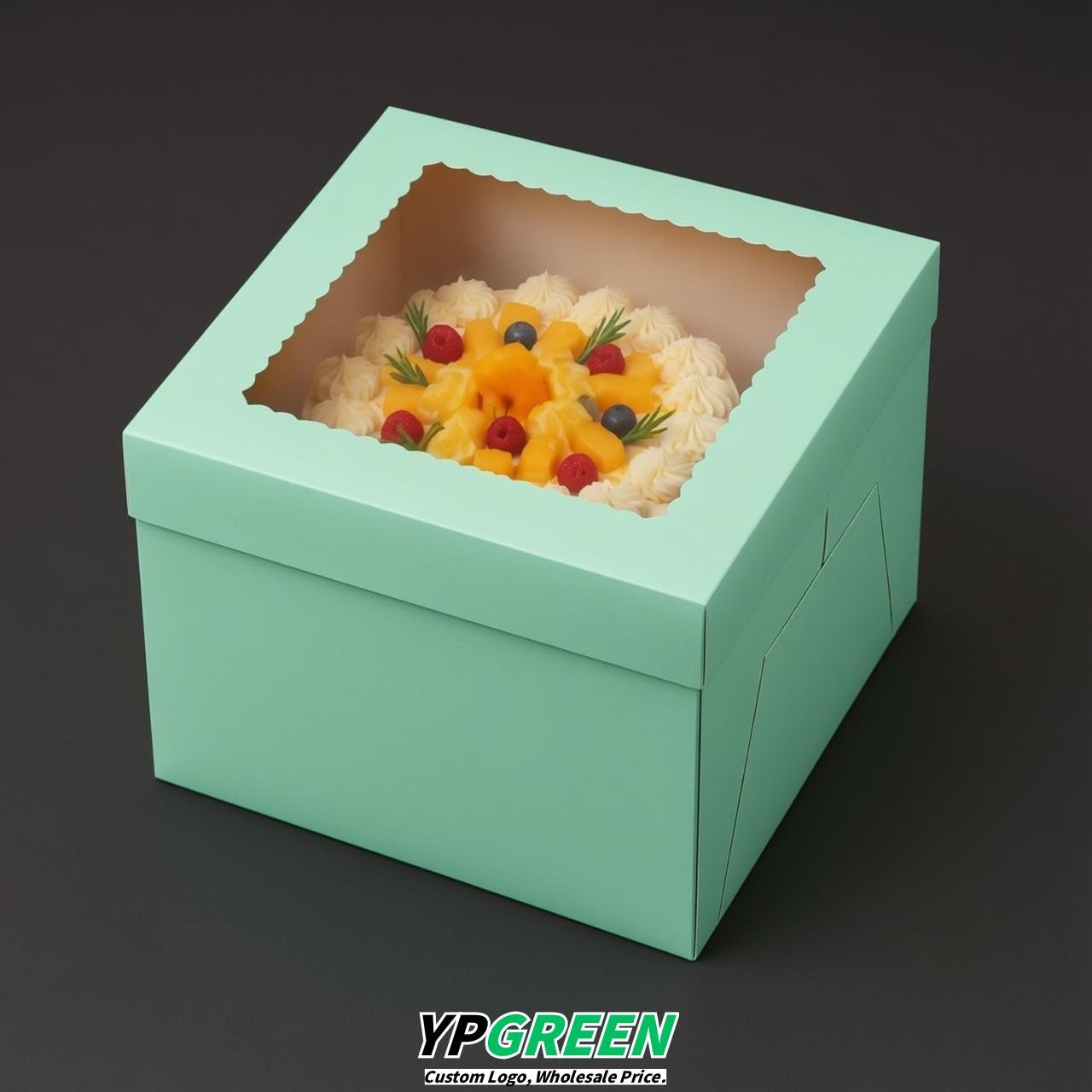 Mint Green 10 & 12 inches Cake Box with Window - Square Cardboard Cake Box
