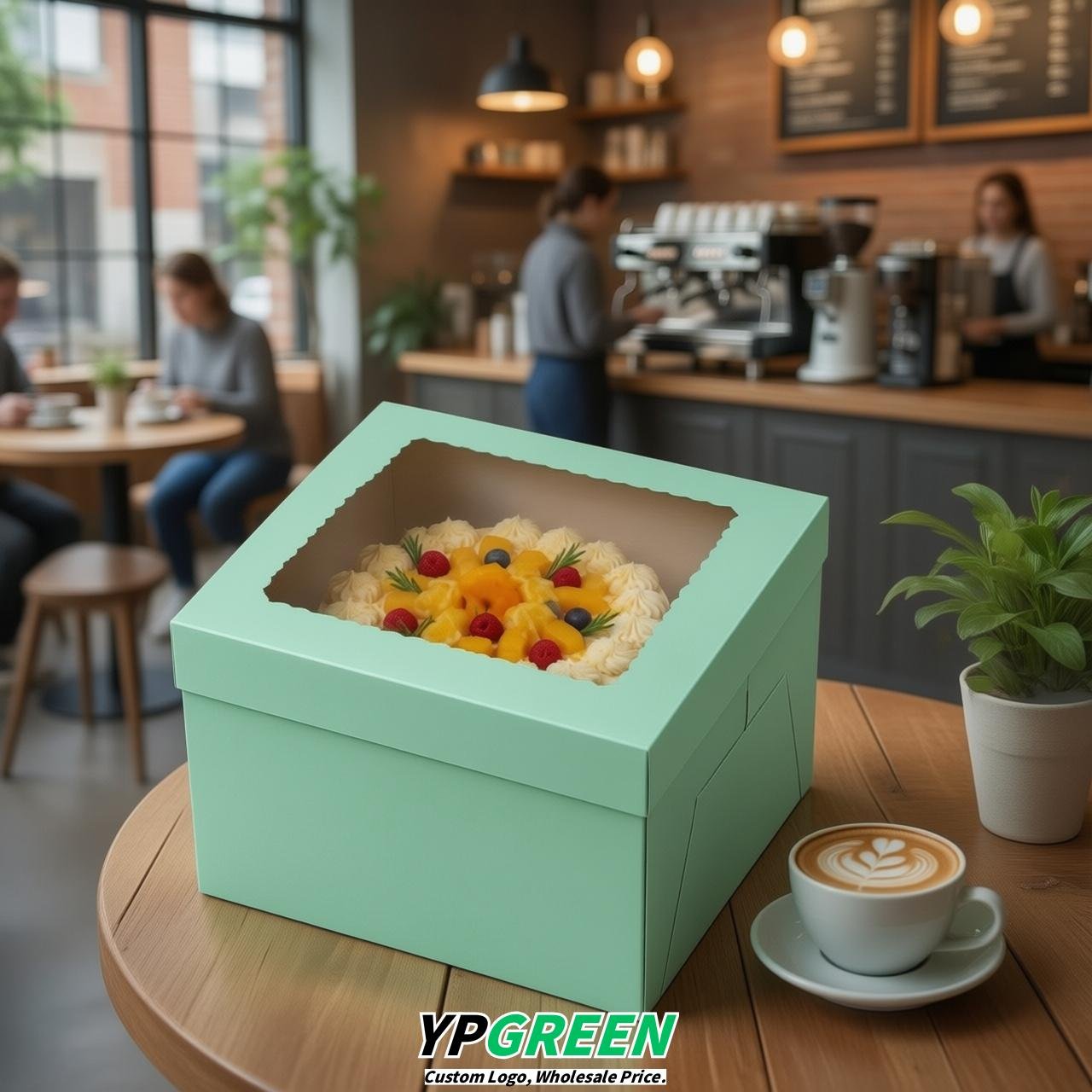 Mint Green 10 & 12 inches Cake Box with Window - Square Cardboard Cake Box