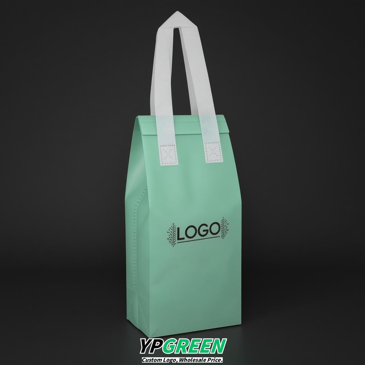Mint Green Individual insulated take away bags wholesale 11x4.7x3.9 inches Thermal Beverage Take Out Bags