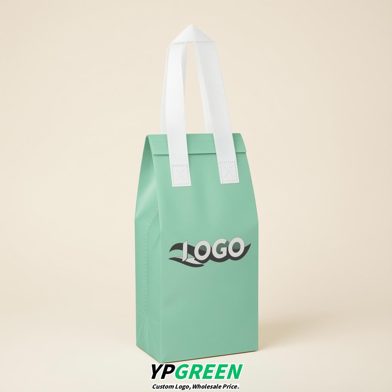 Mint Green Individual insulated take away bags wholesale 11x4.7x3.9 inches Thermal Beverage Take Out Bags