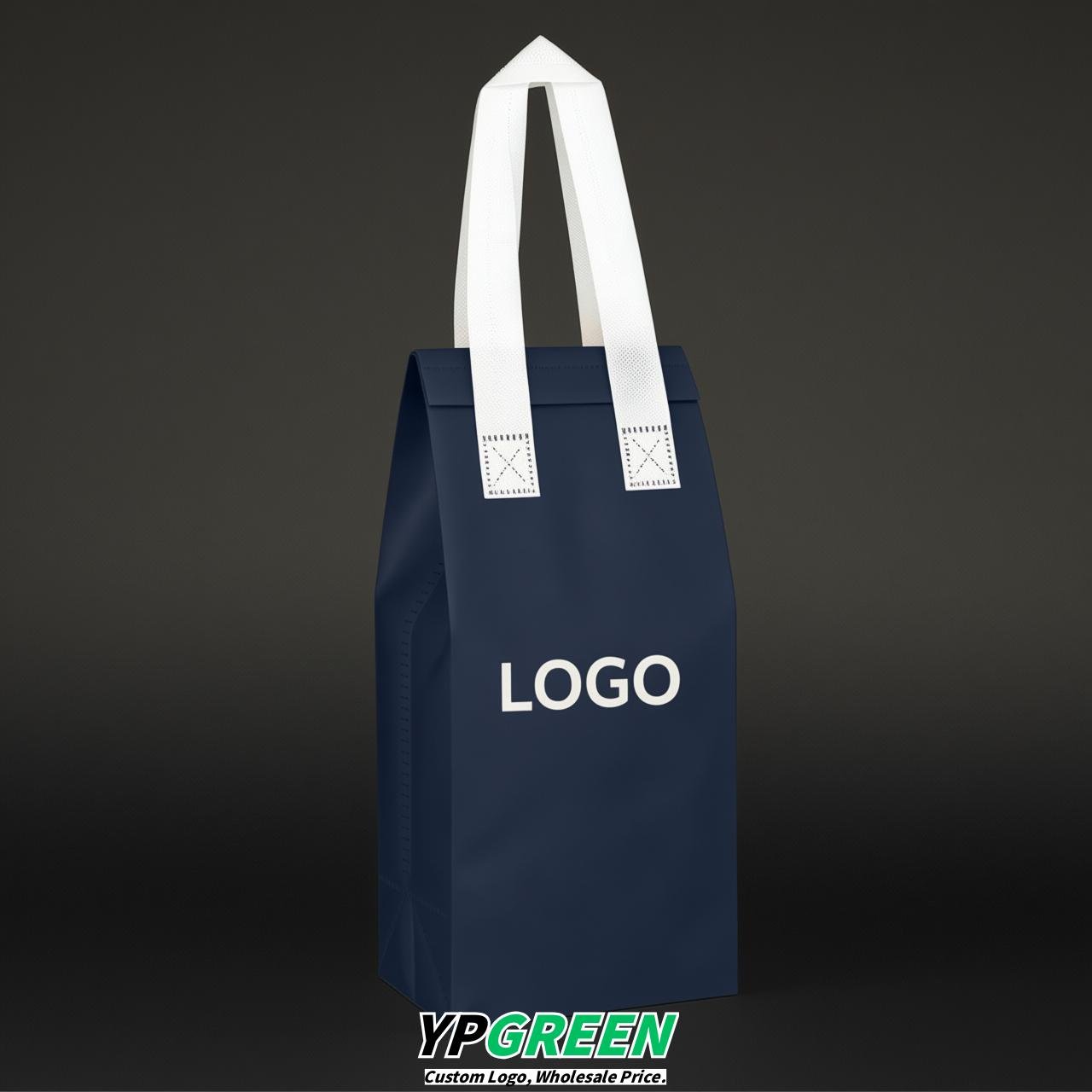 Navy Blue Individual insulated take away bags wholesale 11x4.7x3.9 inches Thermal Beverage Take Out Bags