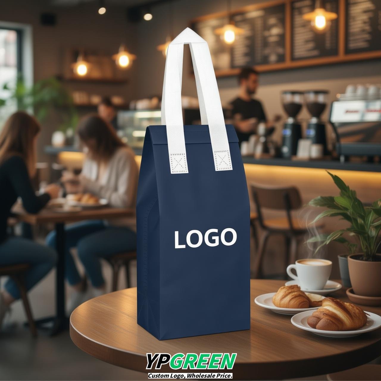 Navy Blue Individual insulated take away bags wholesale 11x4.7x3.9 inches Thermal Beverage Take Out Bags