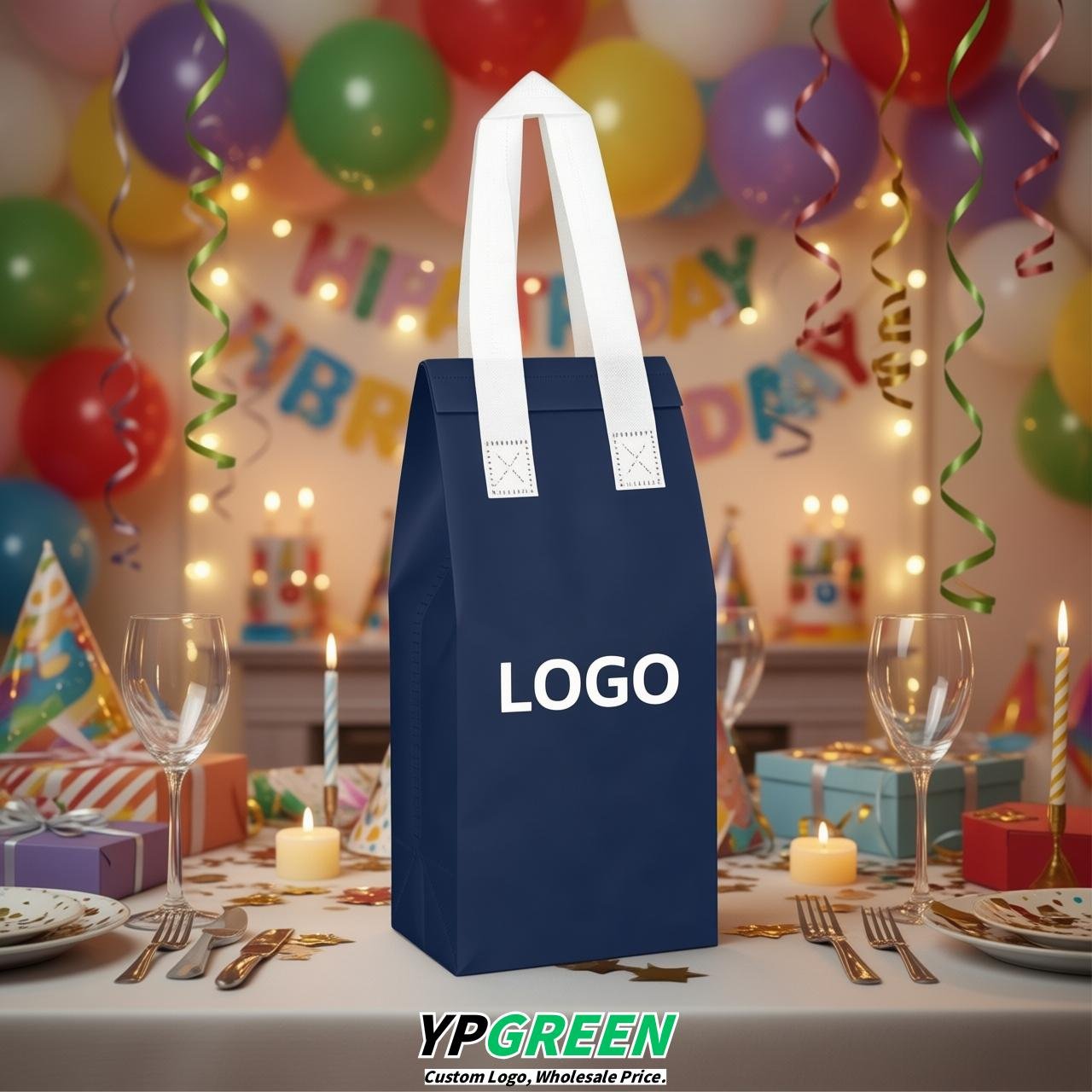 Navy Blue Individual insulated take away bags wholesale 11x4.7x3.9 inches Thermal Beverage Take Out Bags