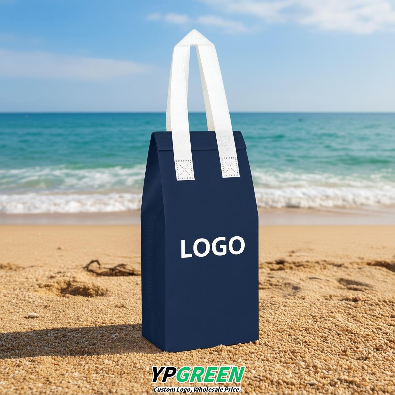 Navy Blue Individual insulated take away bags wholesale 11x4.7x3.9 inches Thermal Beverage Take Out Bags
