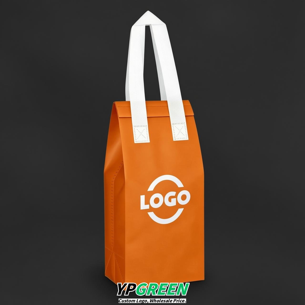 Orange Individual insulated take away bags wholesale 11x4.7x3.9 inches Thermal Beverage Take Out Bags