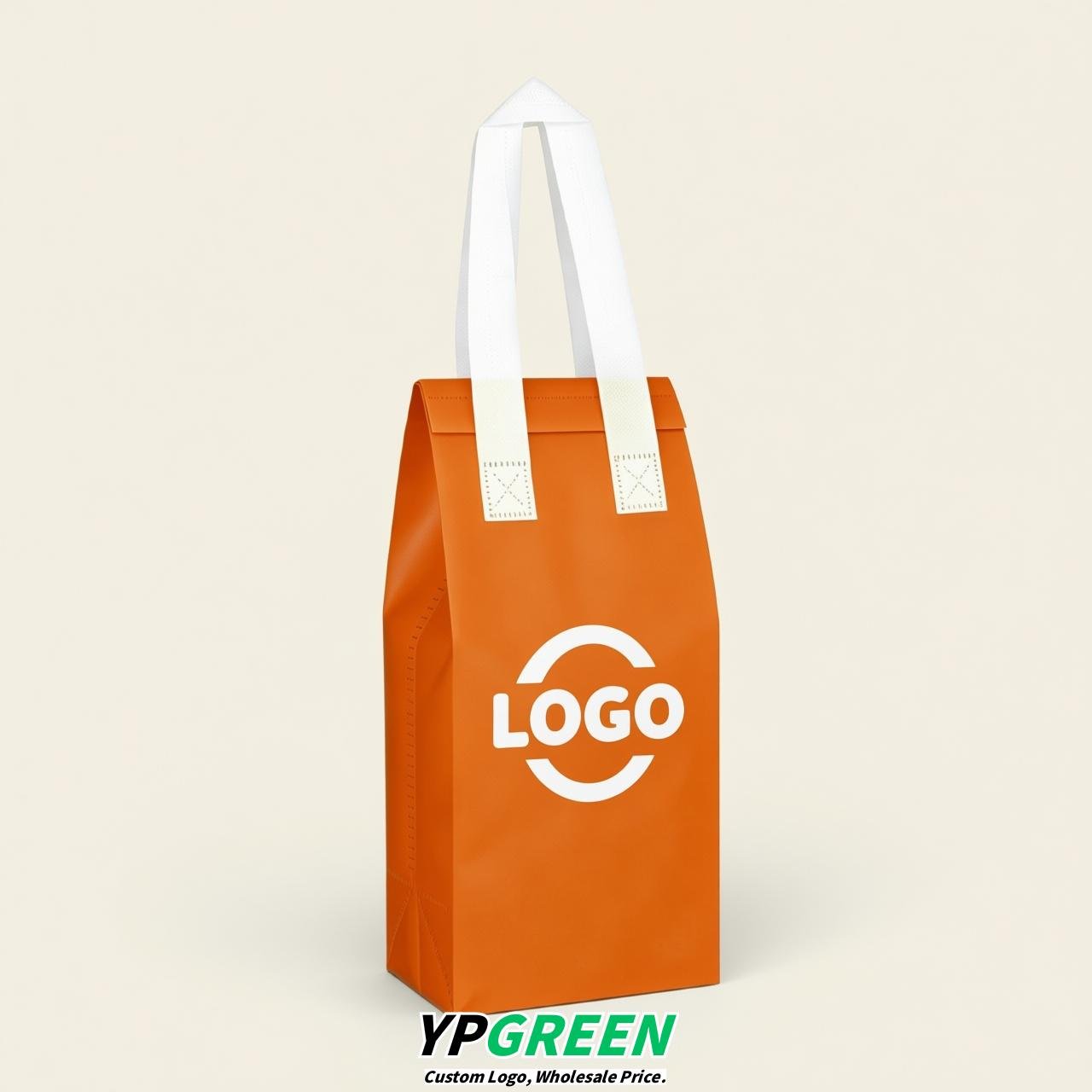 Orange Individual insulated take away bags wholesale 11x4.7x3.9 inches Thermal Beverage Take Out Bags