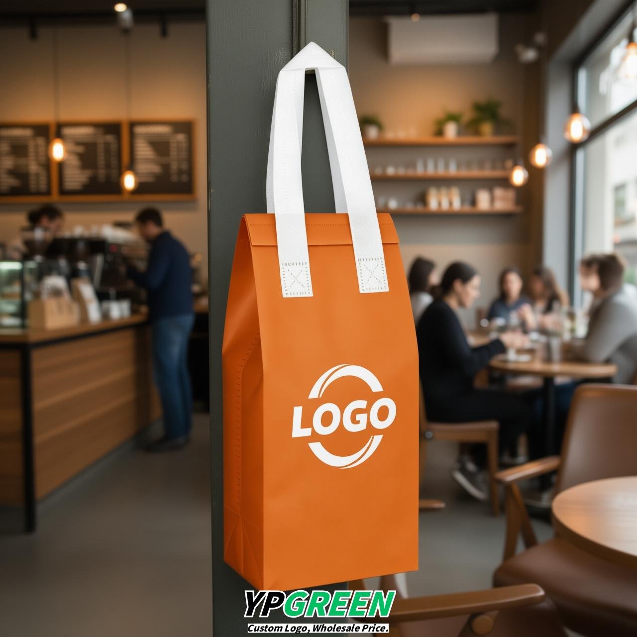 Orange Individual insulated take away bags wholesale 11x4.7x3.9 inches Thermal Beverage Take Out Bags