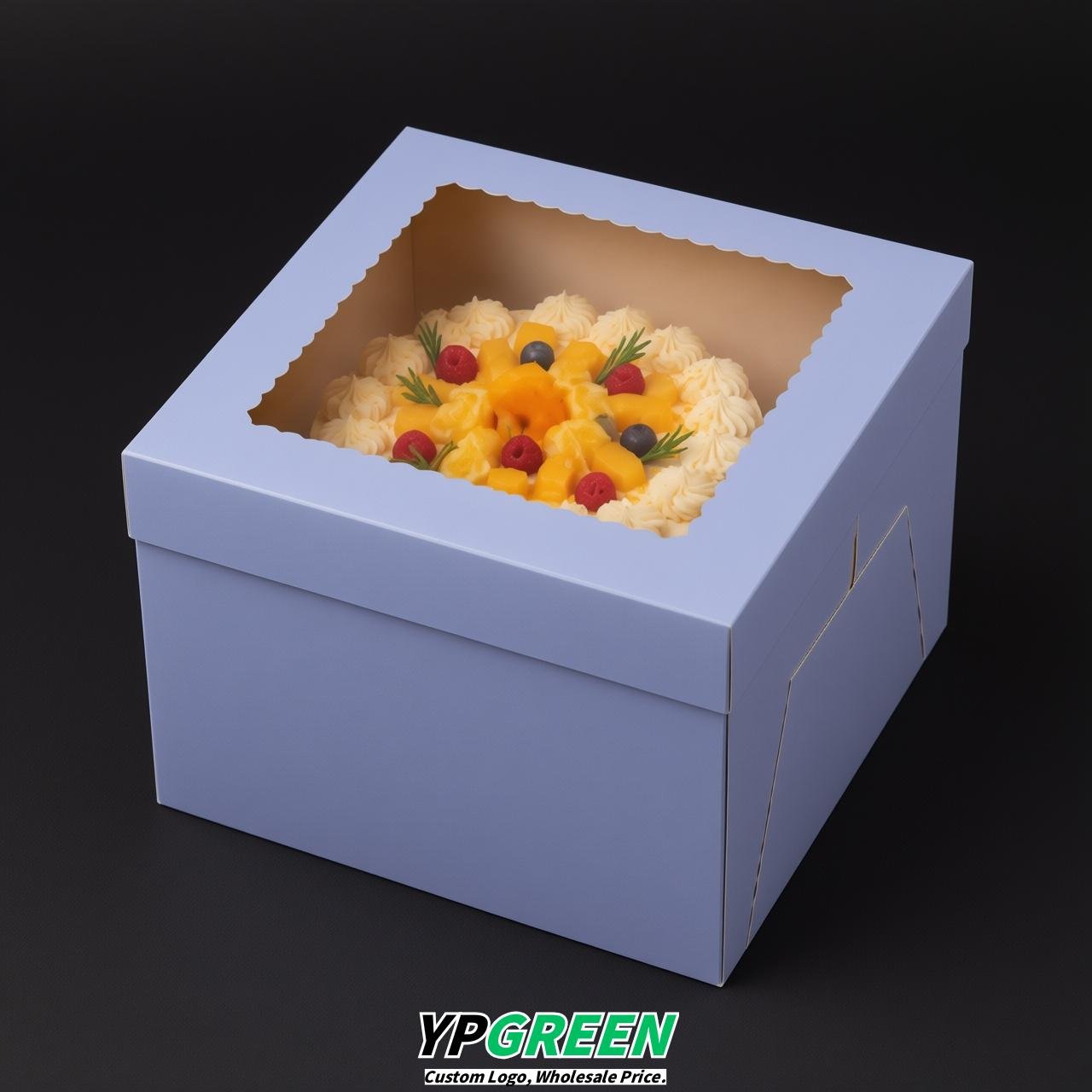 Periwinkle 10 & 12 inches Tall Cake Box with Window - Square Cardboard Cake Box